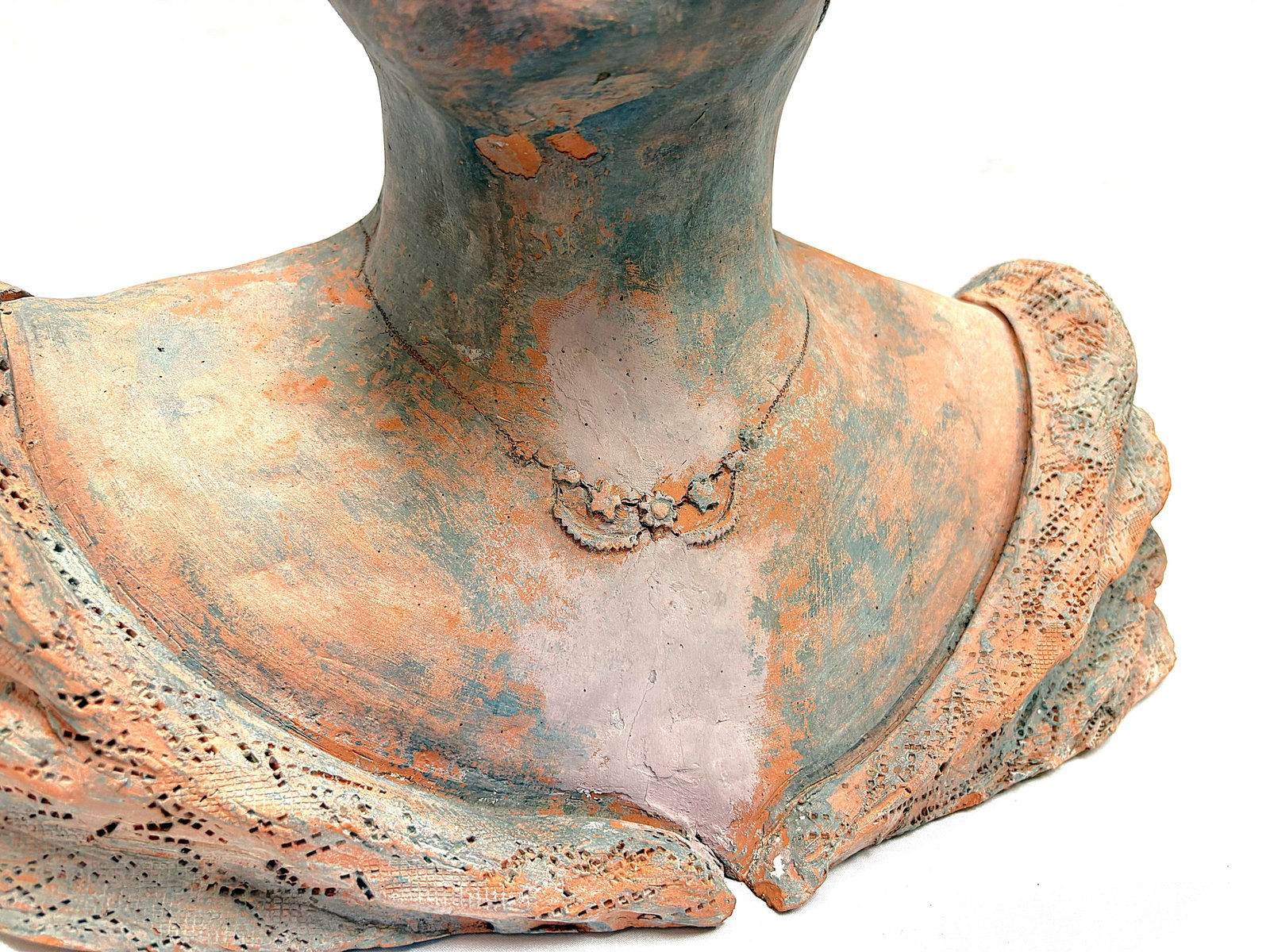 Vintage Signed Original Terra Cotta Bust Sculpture C1991 - 11