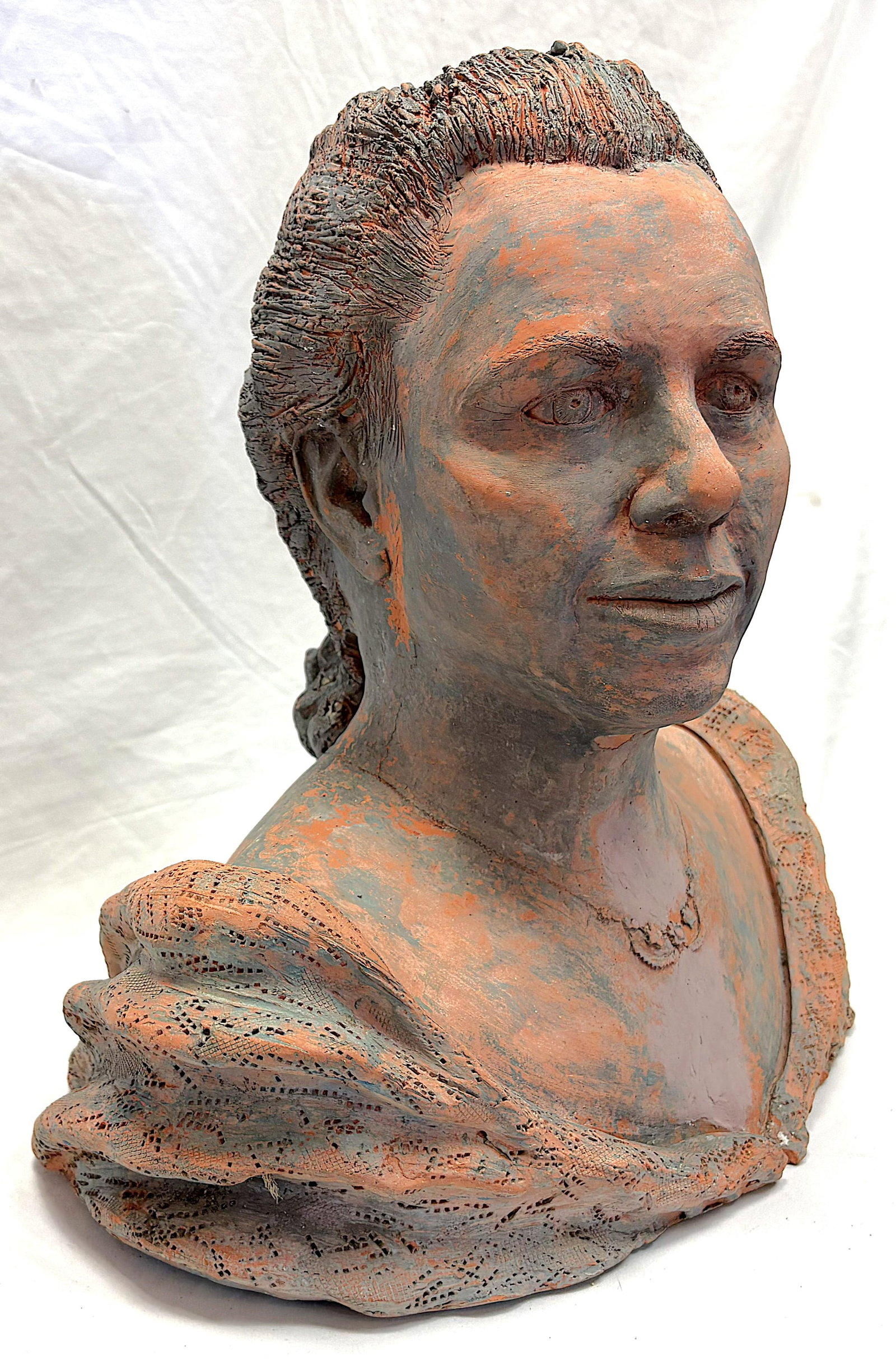 Vintage Signed Original Terra Cotta Bust Sculpture C1991 - 15