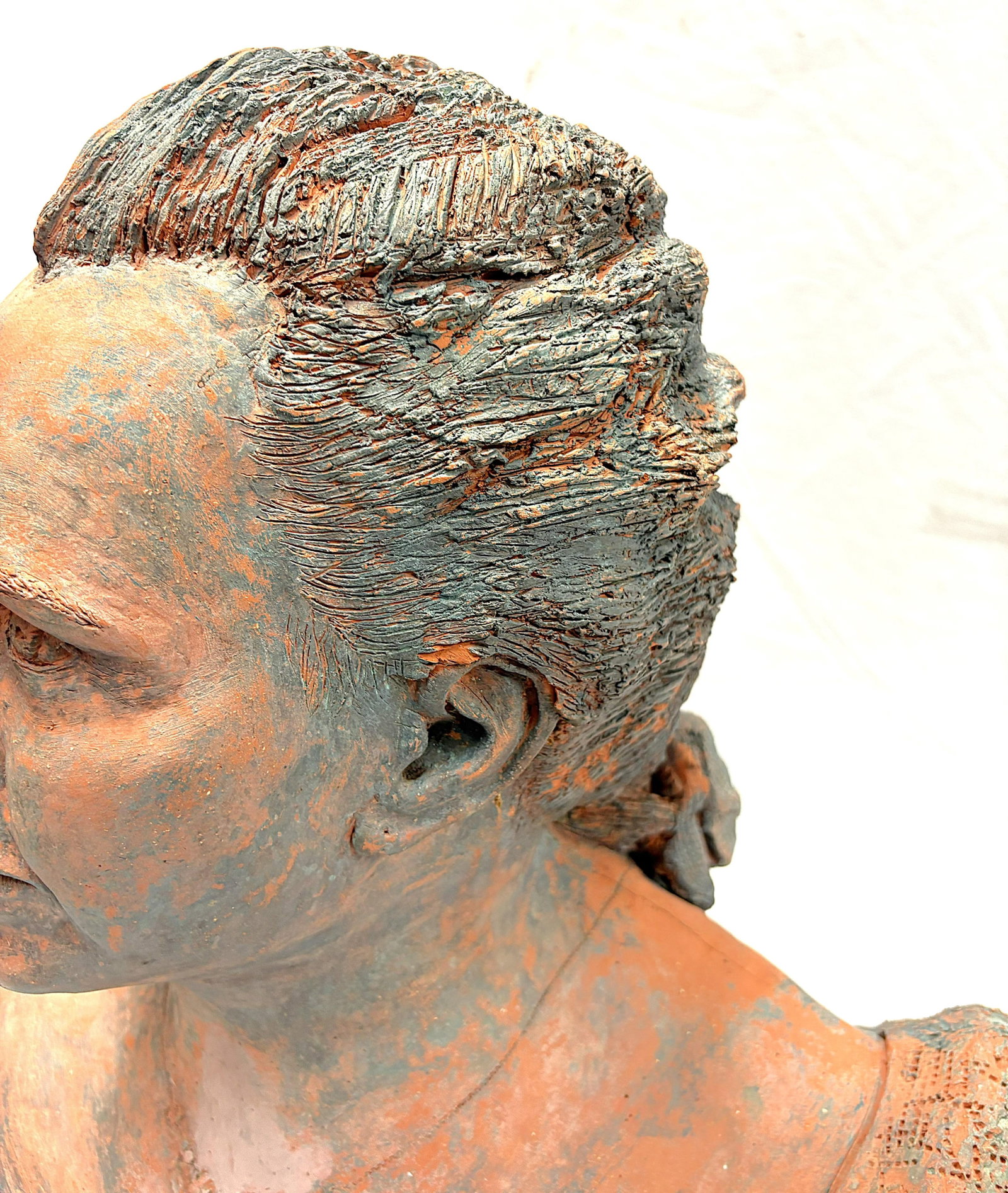 Vintage Signed Original Terra Cotta Bust Sculpture C1991 - 16