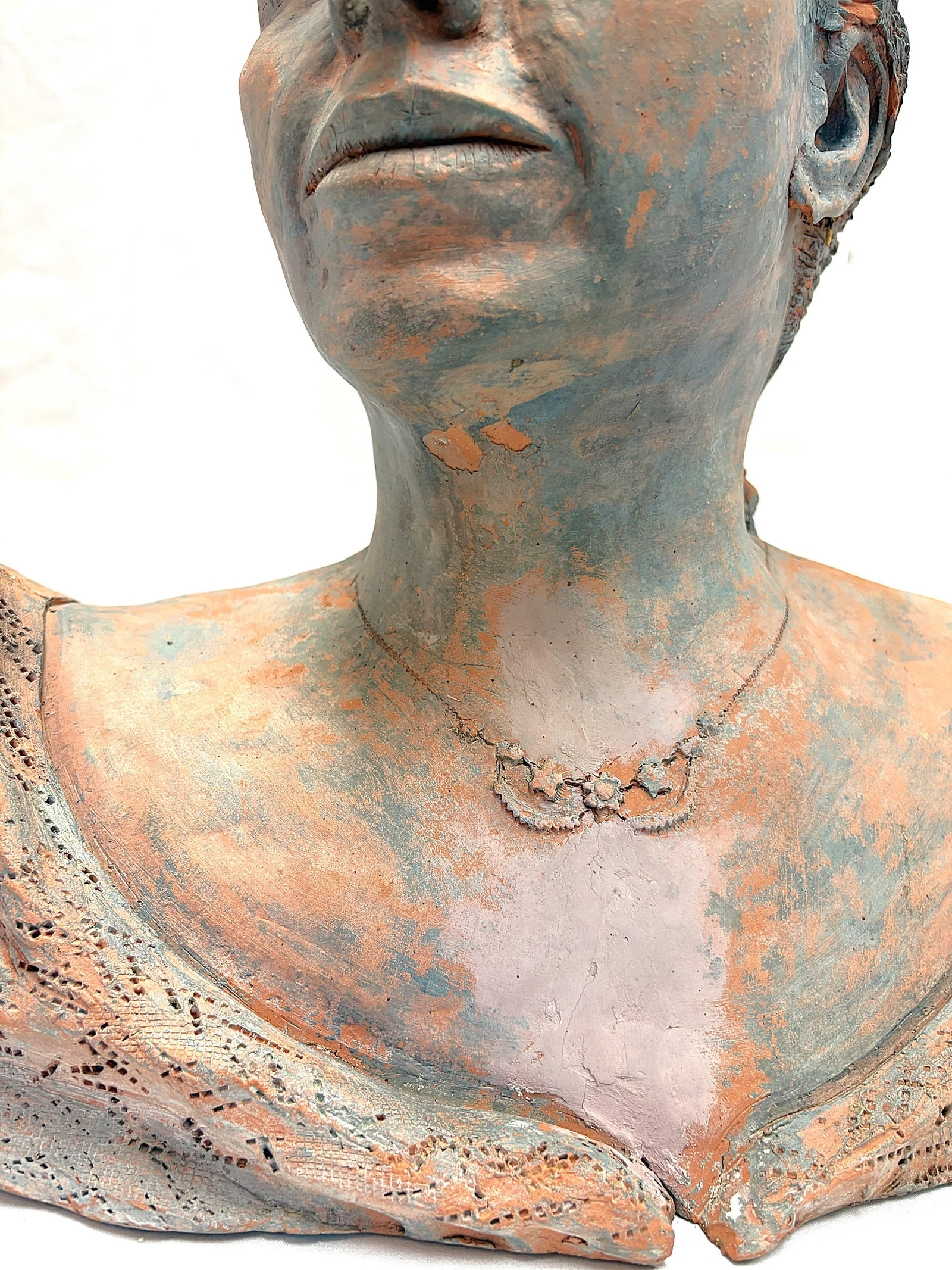 Vintage Signed Original Terra Cotta Bust Sculpture C1991 - 18