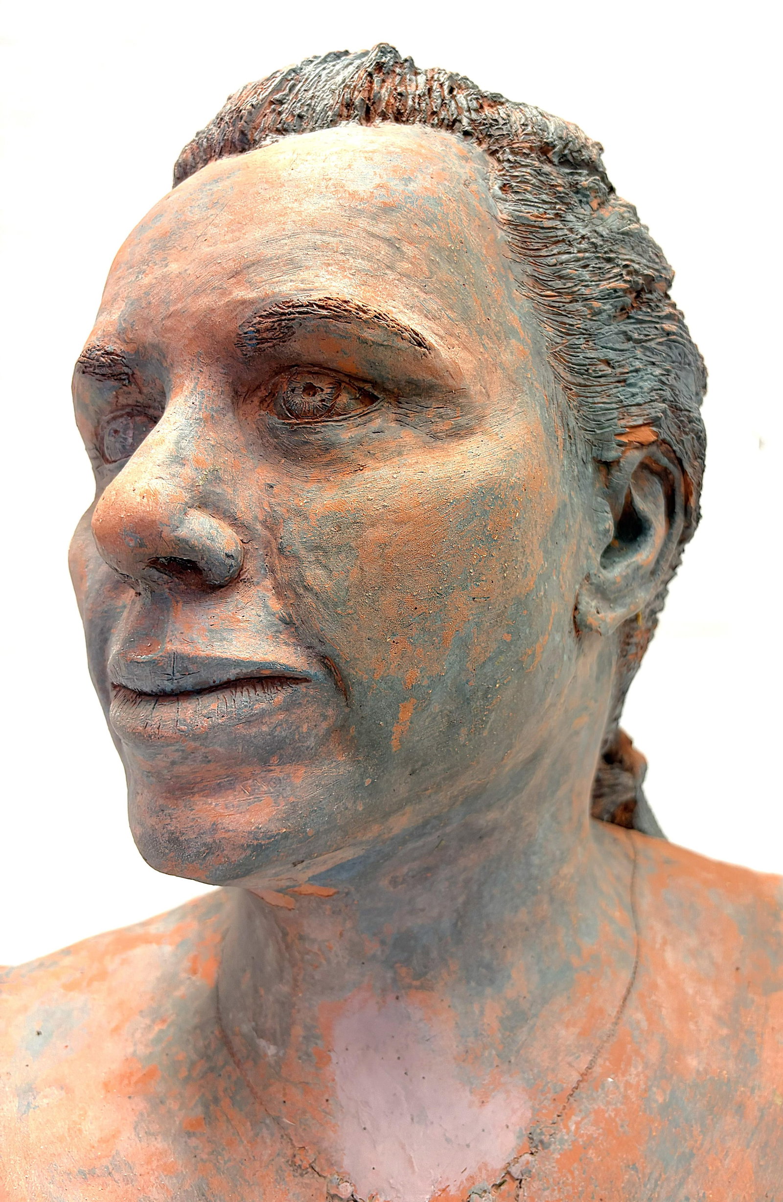 Vintage Signed Original Terra Cotta Bust Sculpture C1991 - 5