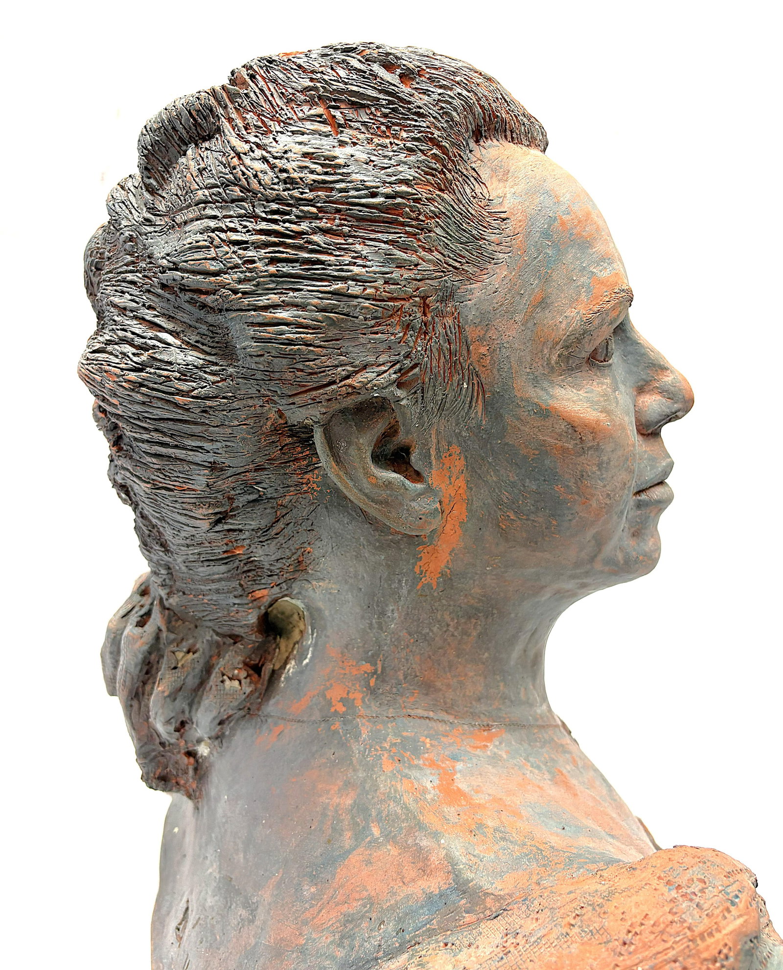Vintage Signed Original Terra Cotta Bust Sculpture C1991 - 6