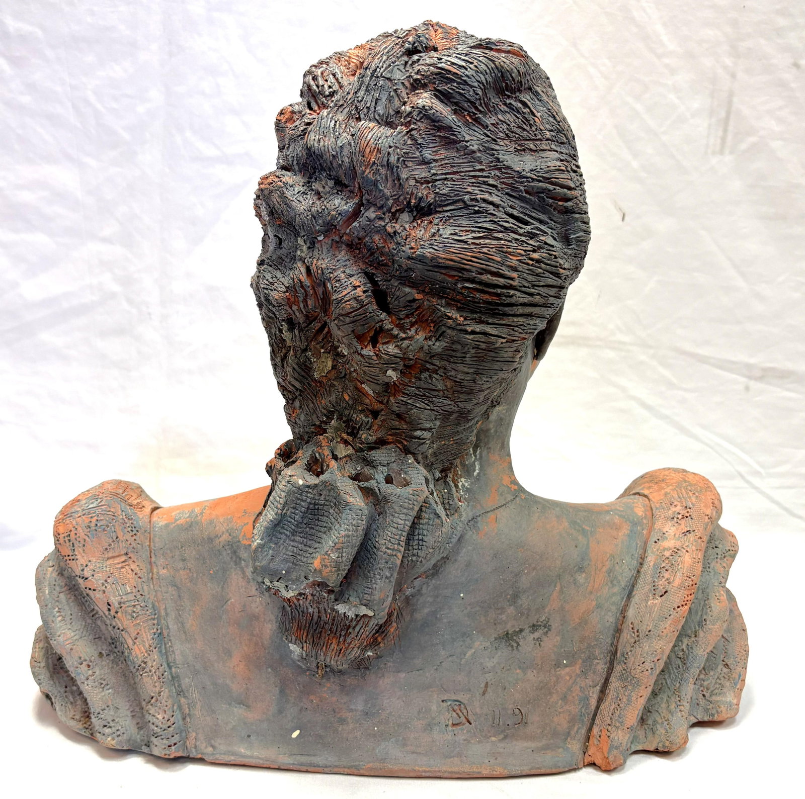 Vintage Signed Original Terra Cotta Bust Sculpture C1991 - 7