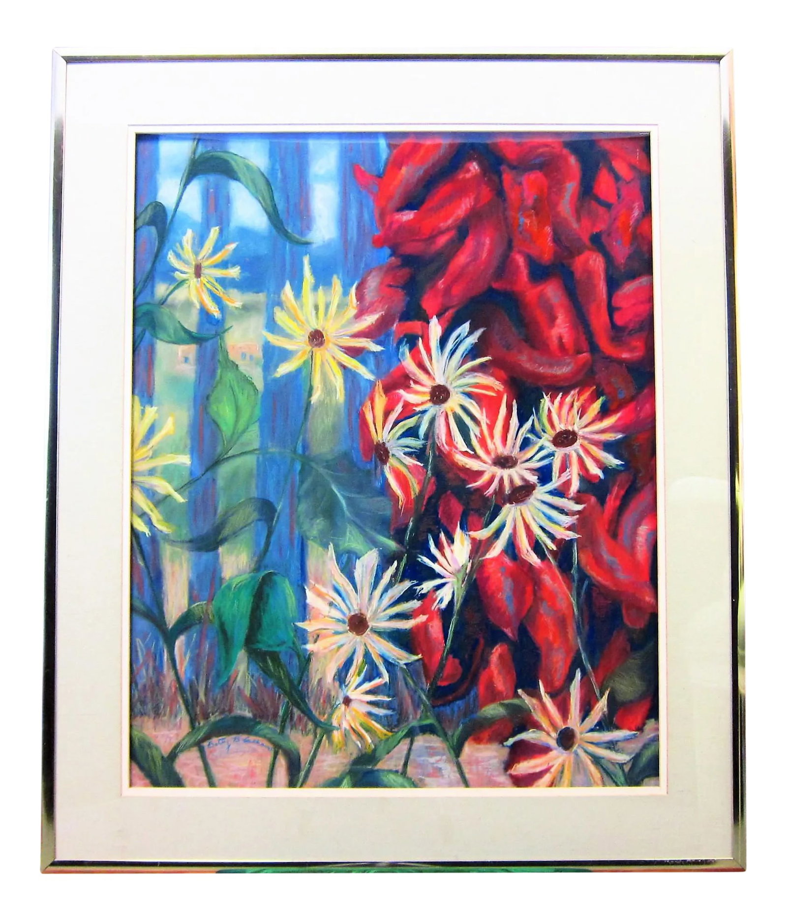 Original Pastel Art by Betty B. Latham Titled "Chili Peppers": Original Art by Betty B. Latham Titled "Chili Peppers" Beautiful Pastel. 31 x 26 Framed Condition: Alterations: Original Condition Unaltered Imperfections: Some Imperfections Condition Notes: Minor
