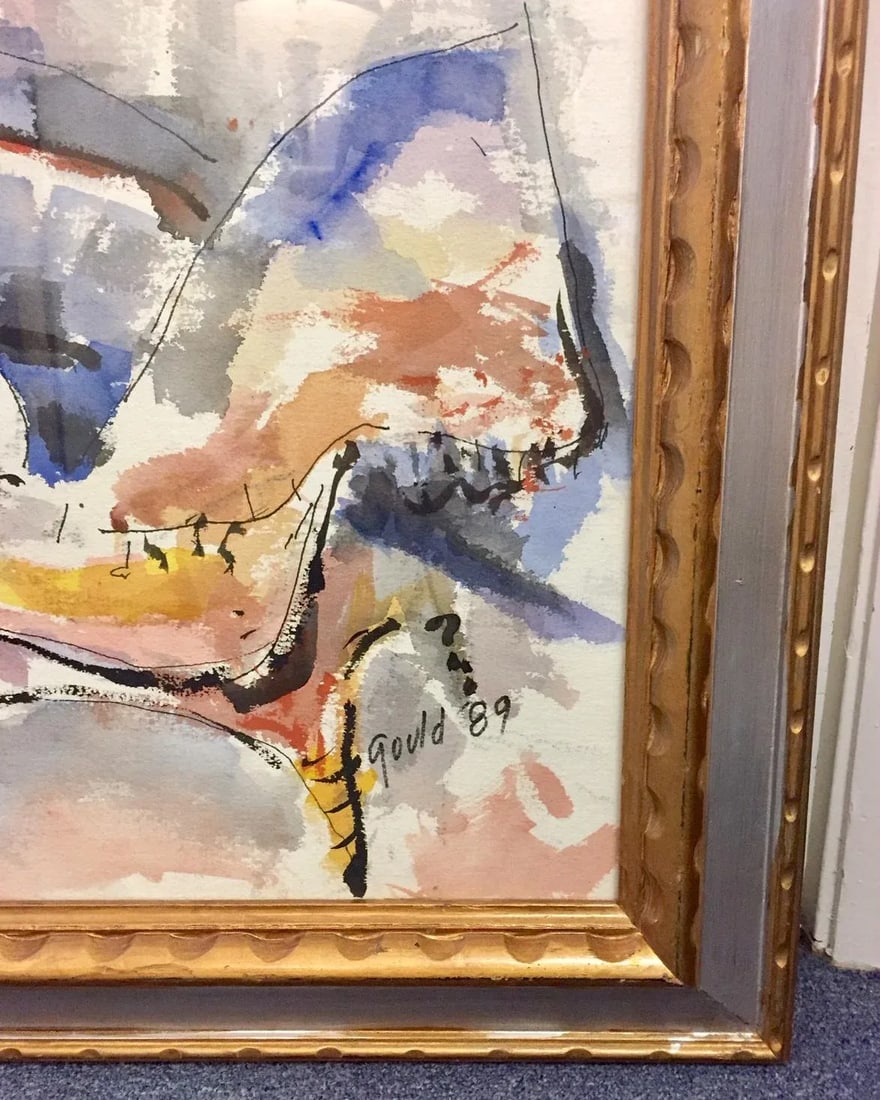 Vintage John Howard Gould (Canada, 1929-2010) Original "Girl in Repose" Watercolor Painting Circa 19 - 3