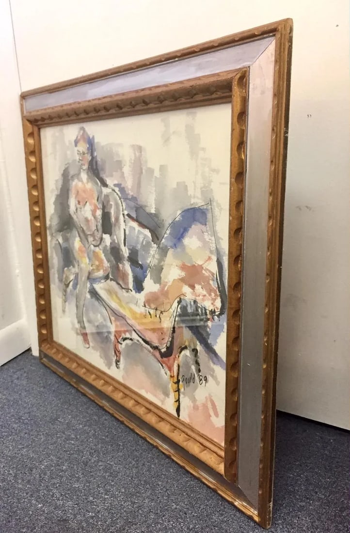 Vintage John Howard Gould (Canada, 1929-2010) Original "Girl in Repose" Watercolor Painting Circa 19 - 4