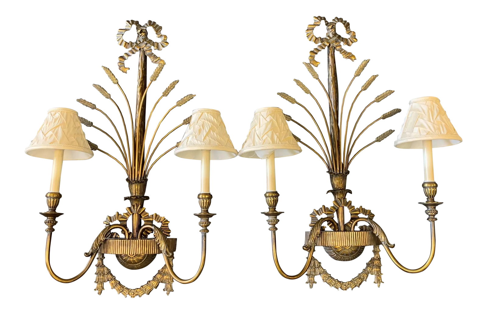 Vintage Large La Barge Hollywood Regency Style Brass 2-Light Wall Sconces - A Pair (1 of 11)