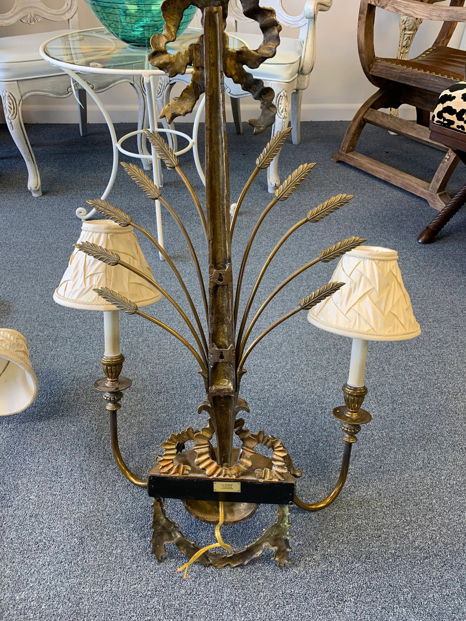 Vintage Large La Barge Hollywood Regency Style Brass 2-Light Wall Sconces - A Pair - 7