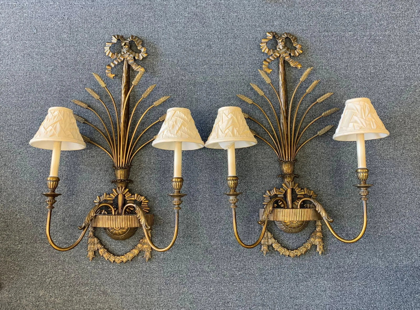 Vintage Large La Barge Hollywood Regency Style Brass 2-Light Wall Sconces - A Pair - 8