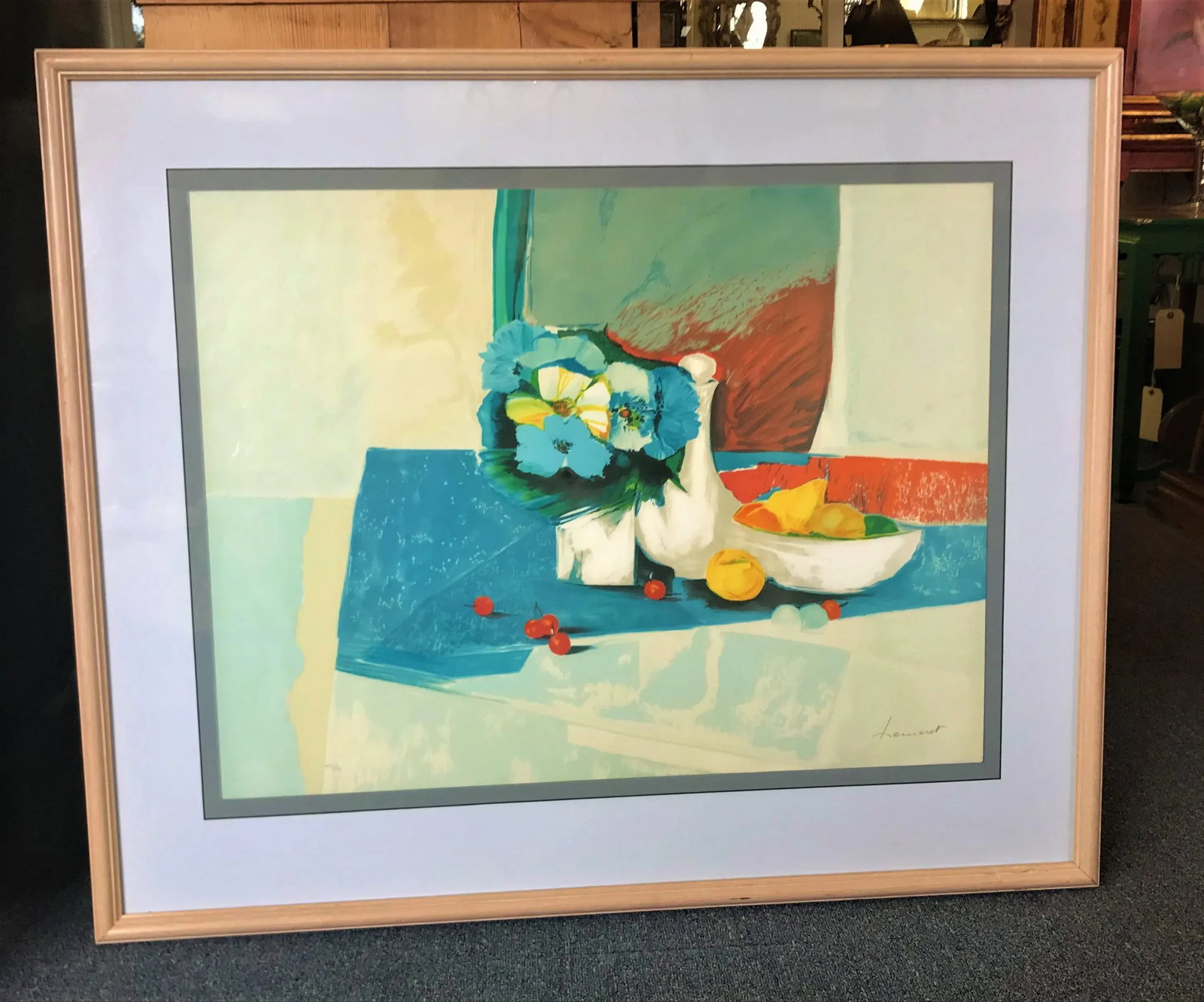 Vintage Mid-Century Claude Lemeret Limited Edition Signed French Still Life Painting - 10