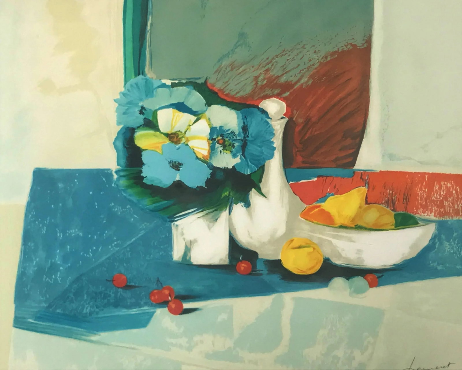 Vintage Mid-Century Claude Lemeret Limited Edition Signed French Still Life Painting - 2