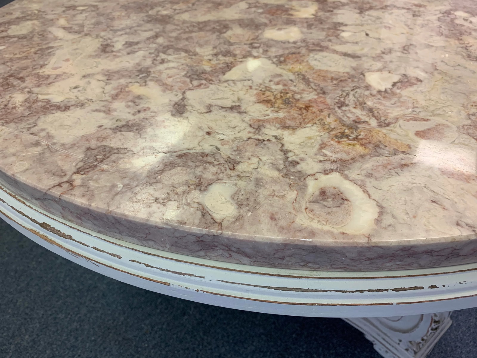 Vintage French Neoclassical Rose Tarlow Style Marble and Wood Coffee Table - 5