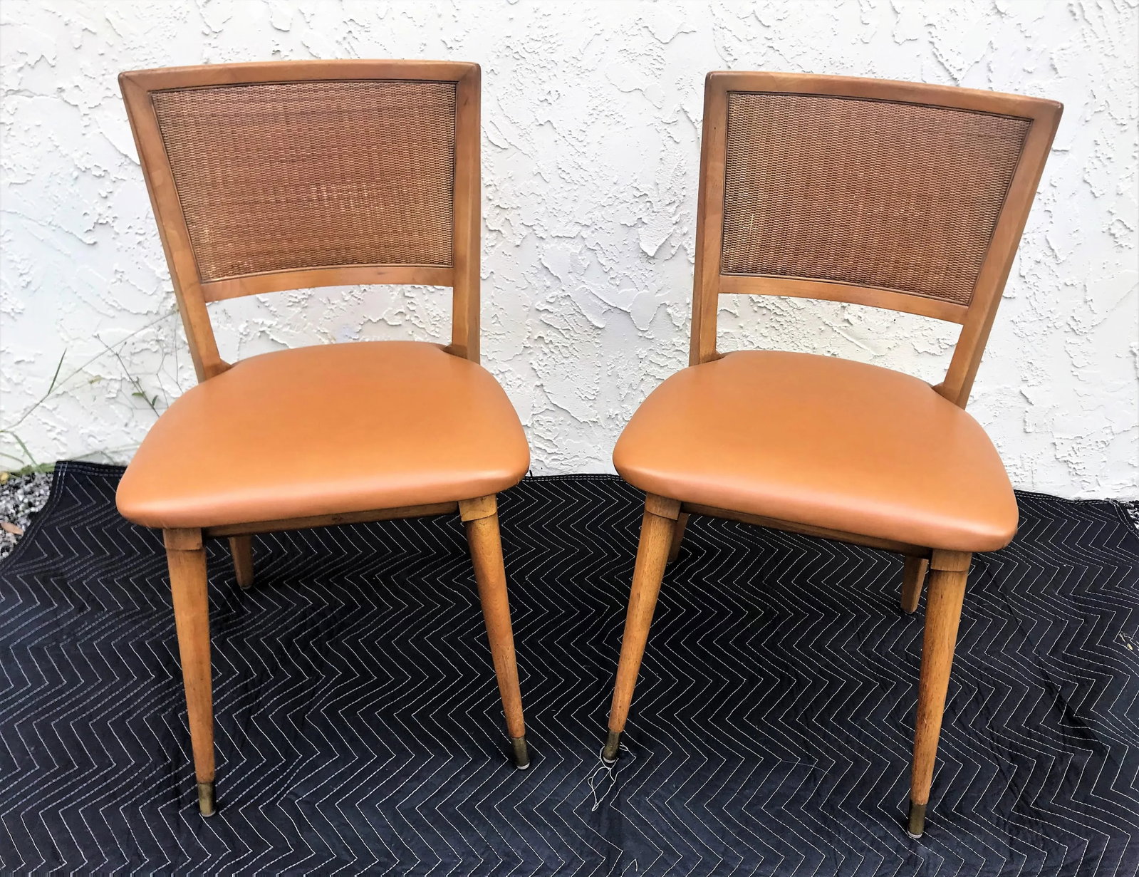Mid-Century Modern William A. Berkey for John Widdicomb Walnut Side Chairs With Faux Leather Seats - - 12