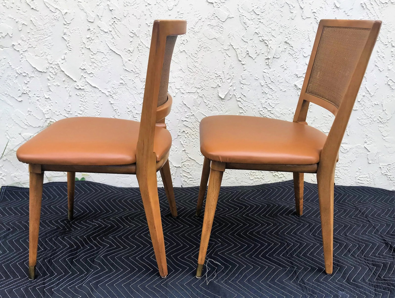 Mid-Century Modern William A. Berkey for John Widdicomb Walnut Side Chairs With Faux Leather Seats - - 4