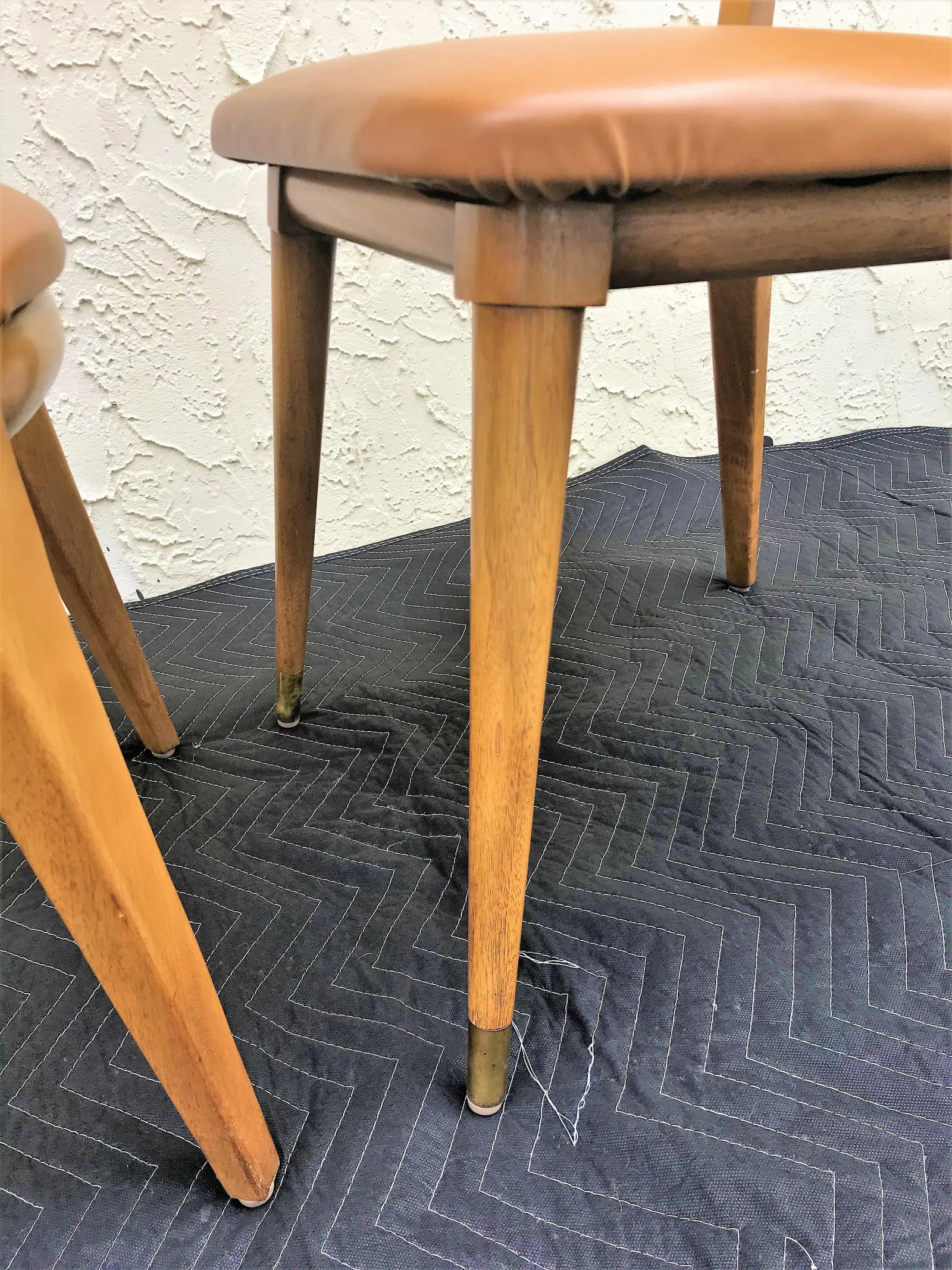 Mid-Century Modern William A. Berkey for John Widdicomb Walnut Side Chairs With Faux Leather Seats - - 5