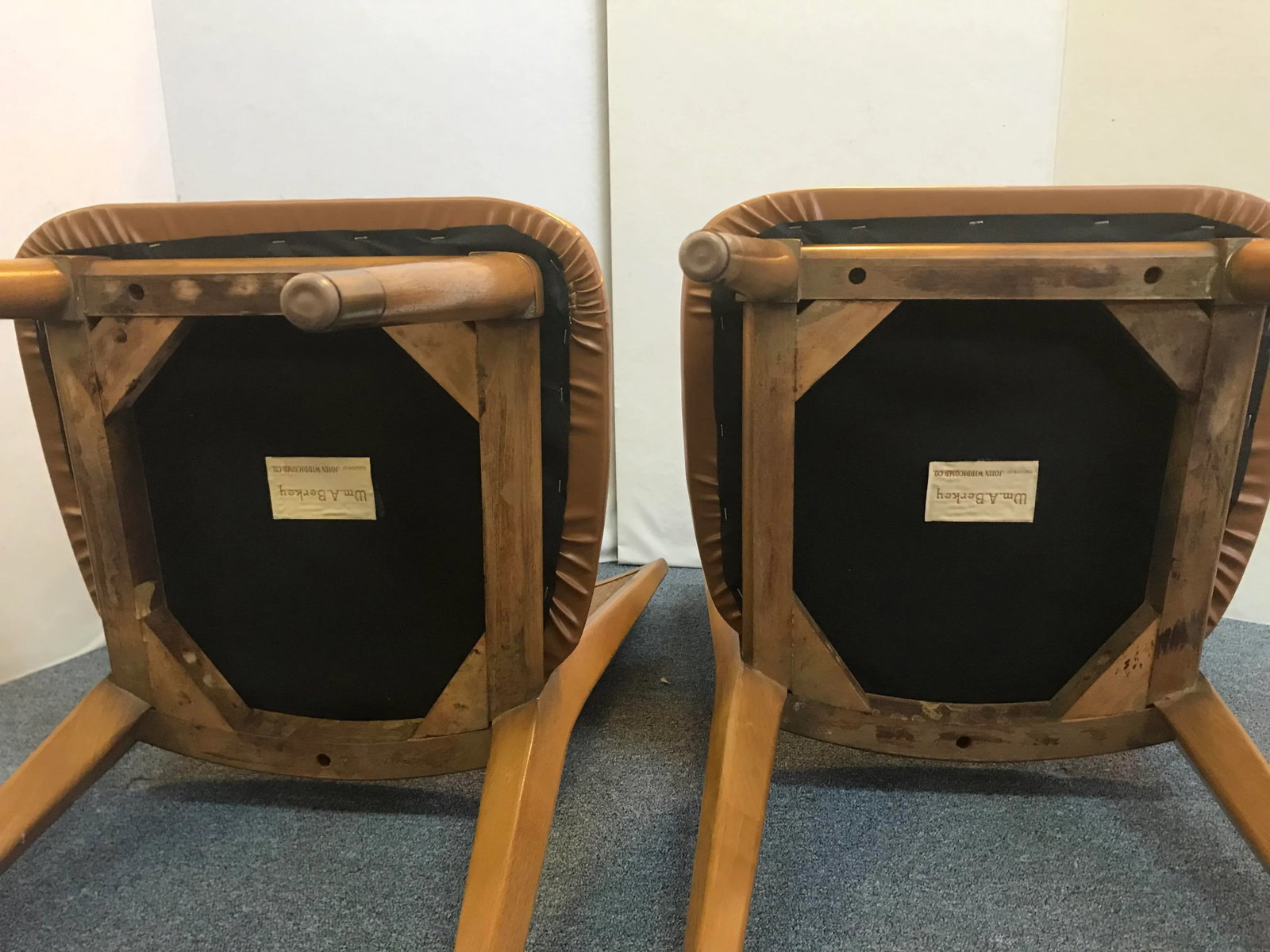 Mid-Century Modern William A. Berkey for John Widdicomb Walnut Side Chairs With Faux Leather Seats - - 9