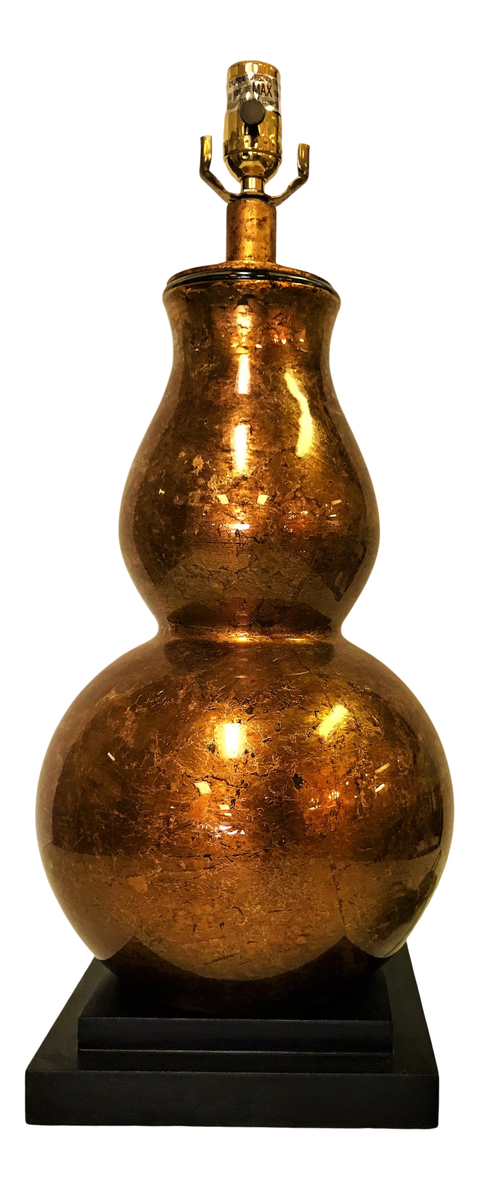 Vintage Large Thomas O'Brien for Visual Comfort Double Gourd Glass Lamp: Very stylish lamp by Thomas O'Brien for Visual Comfort & Co. from the late 20th century. The large double gourd shaped lamp is made of glass. It has an awesome texture underneath the surface that