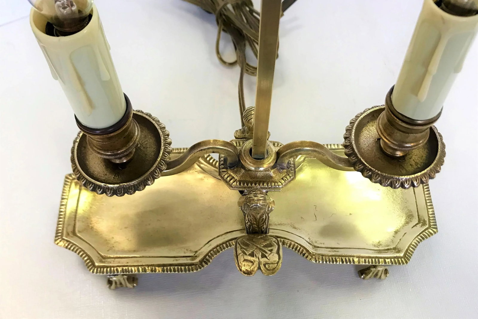 Antique Italian Brass Student Oil Lamp Converted to Electric With Adjustable Height Shades - 10
