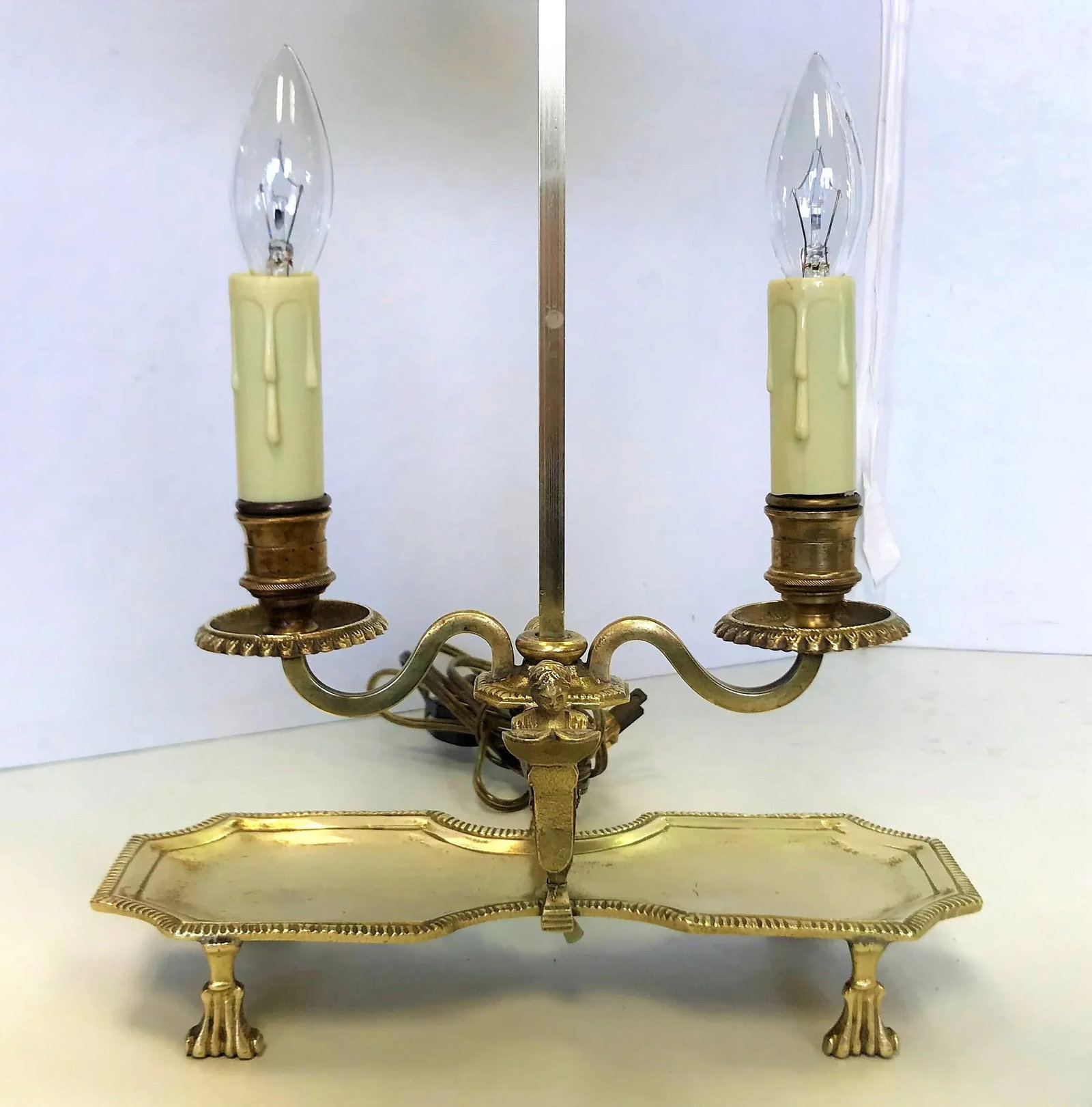Antique Italian Brass Student Oil Lamp Converted to Electric With Adjustable Height Shades - 11