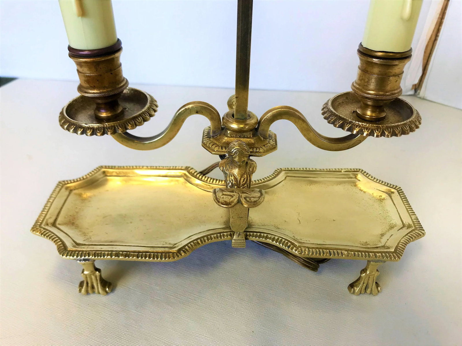 Antique Italian Brass Student Oil Lamp Converted to Electric With Adjustable Height Shades - 3