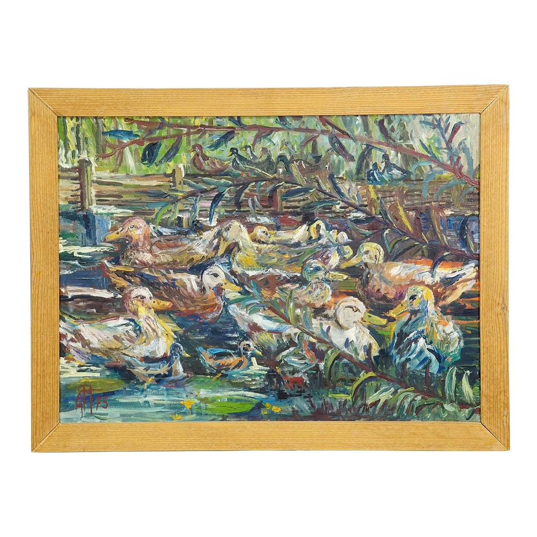 Duck Pond in Taufkirchen, 1975 – Oil Painting by Alexander Michael (1 of 6)