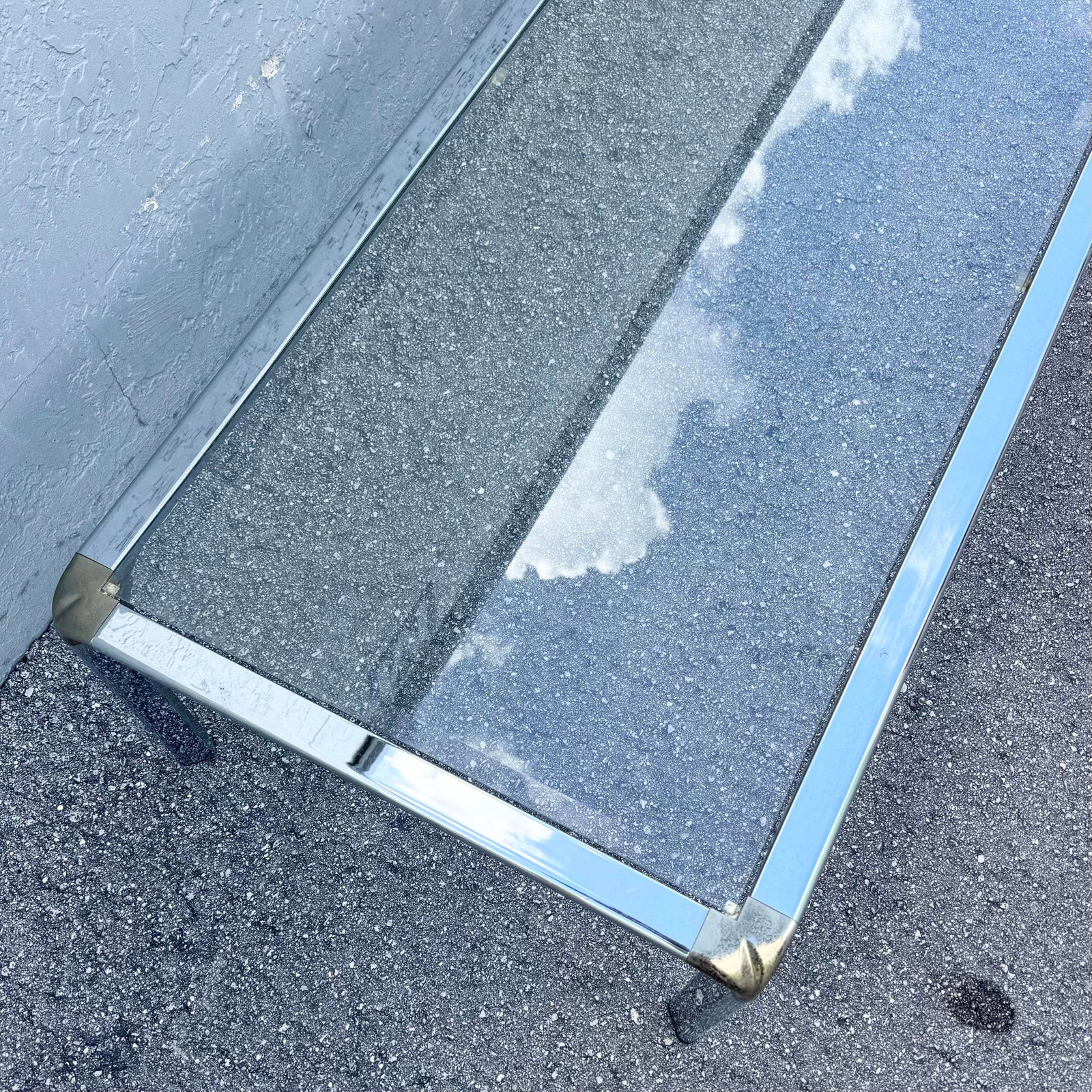 Hollywood Regency Golden Chrome Coffee Table - 3