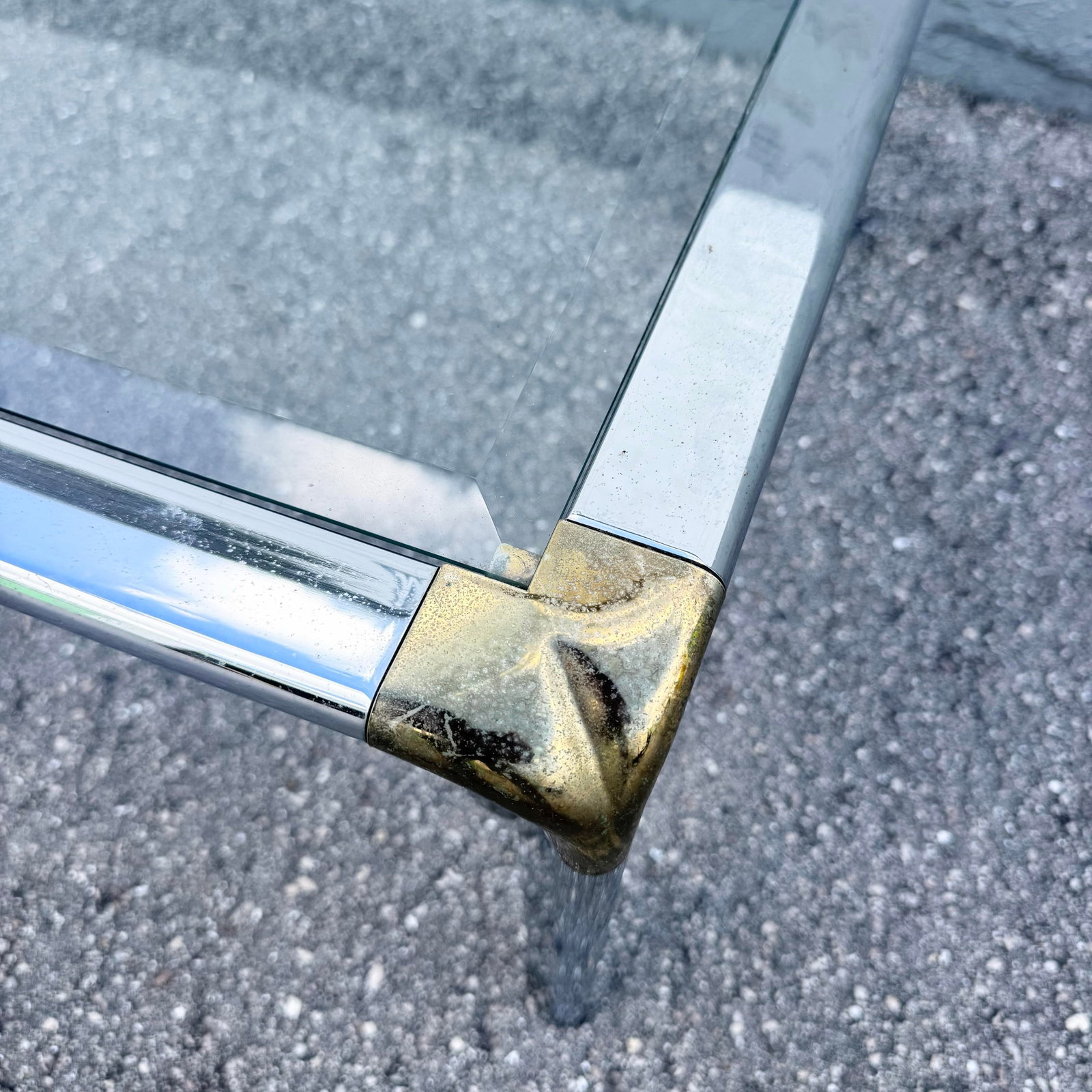 Hollywood Regency Golden Chrome Coffee Table - 5