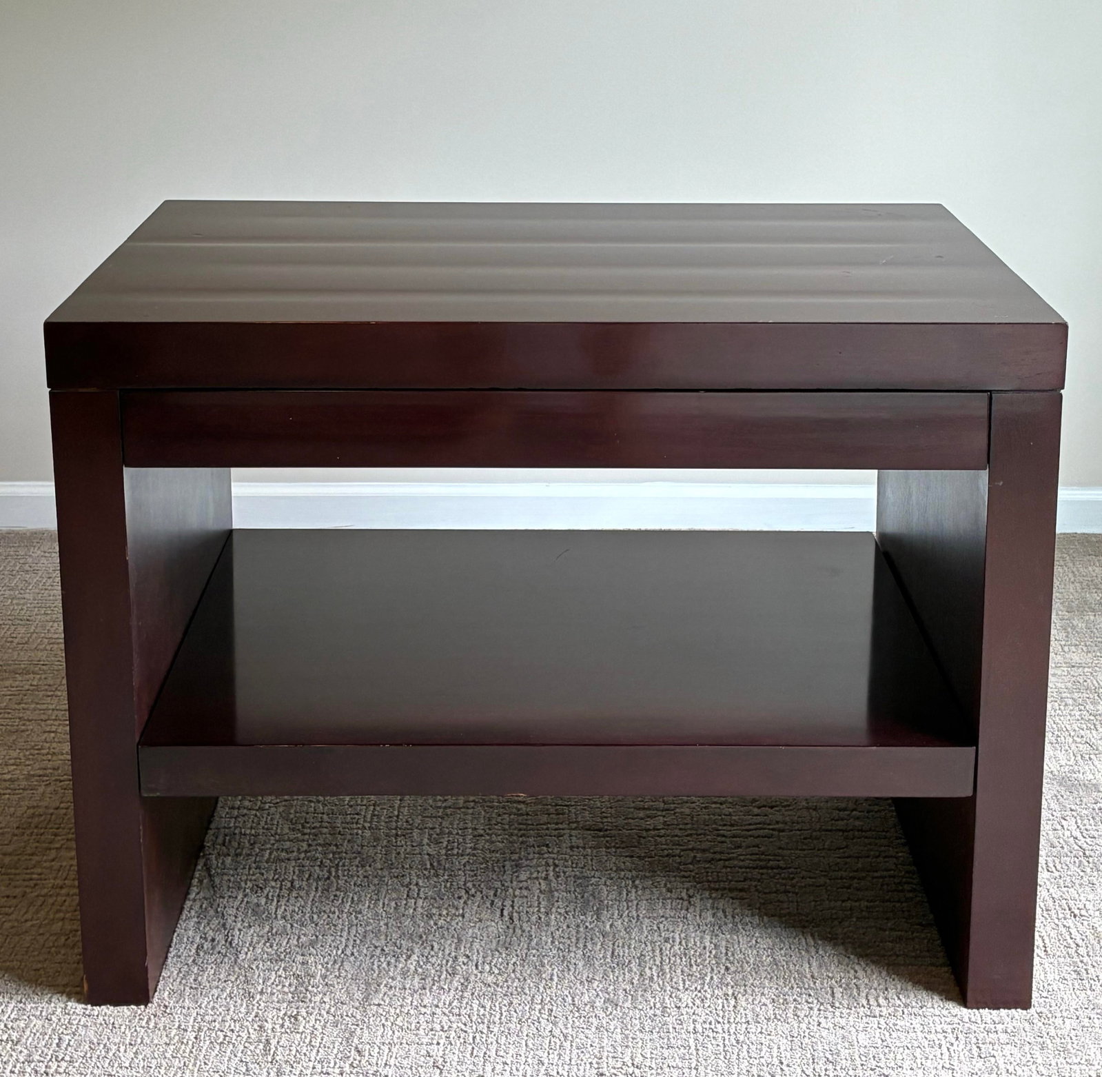 Late 20th Century Barbara Barry for Baker Dark Mahogany Modern Side Table / Nightstand With Pull-Out - 2