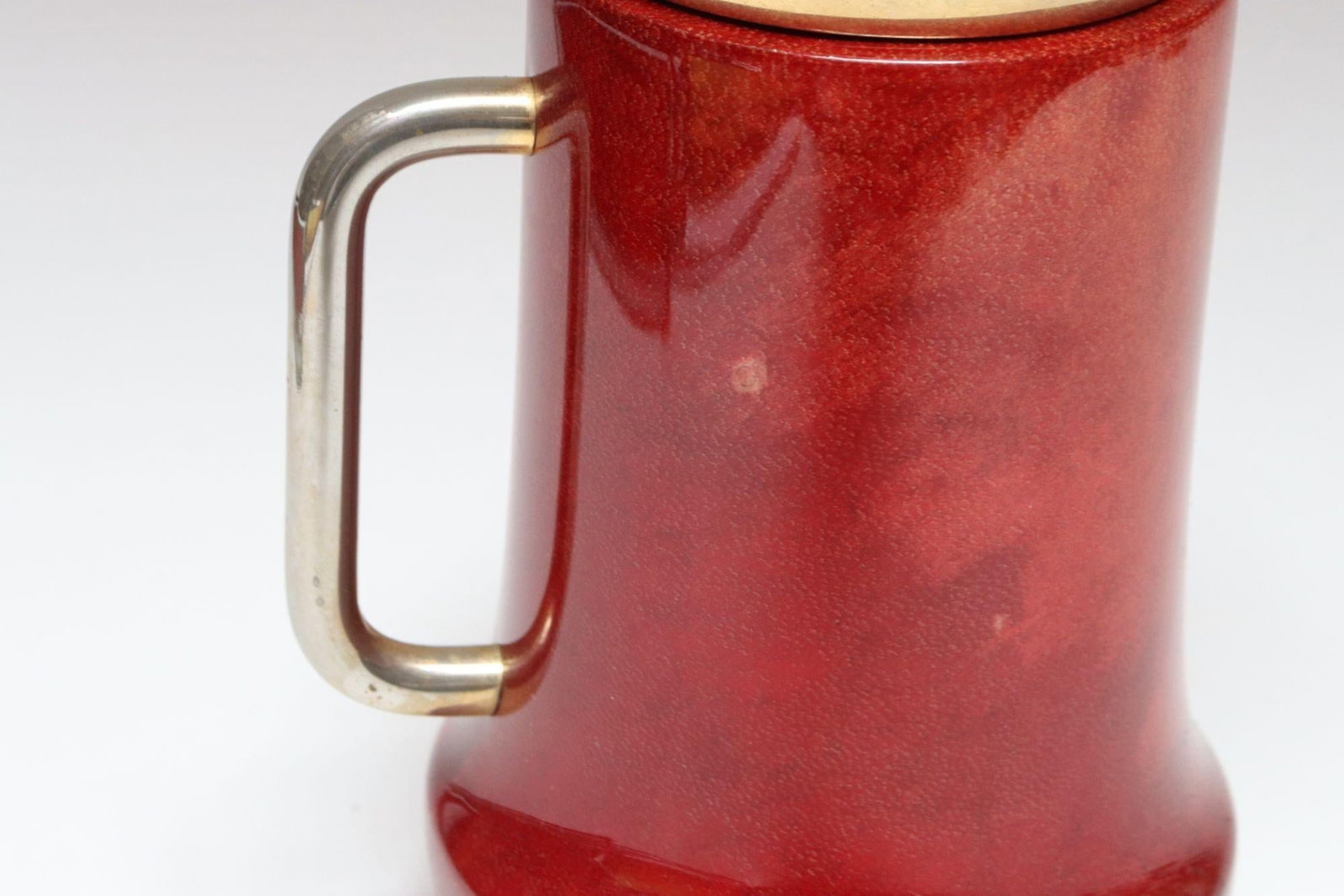 1950s Italian Modernist Pitcher in Brass and Dyed Red Goatskin by Aldo Tura - 8