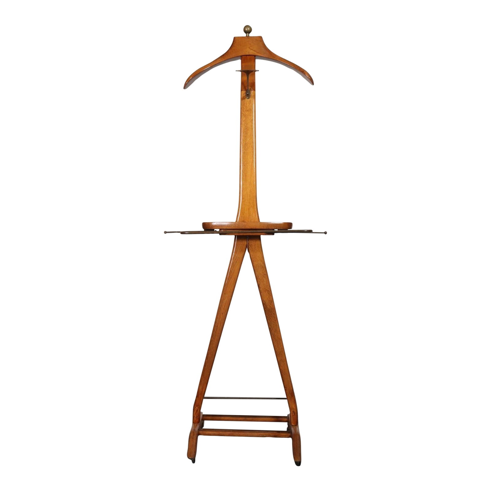 Sculptural Italian Modernist Beech and Brass Valet by Fratelli Reguitti (1 of 18)