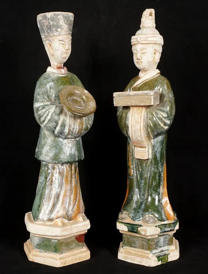 Two Ming Style Chinese Pottery Dignitaries - 12