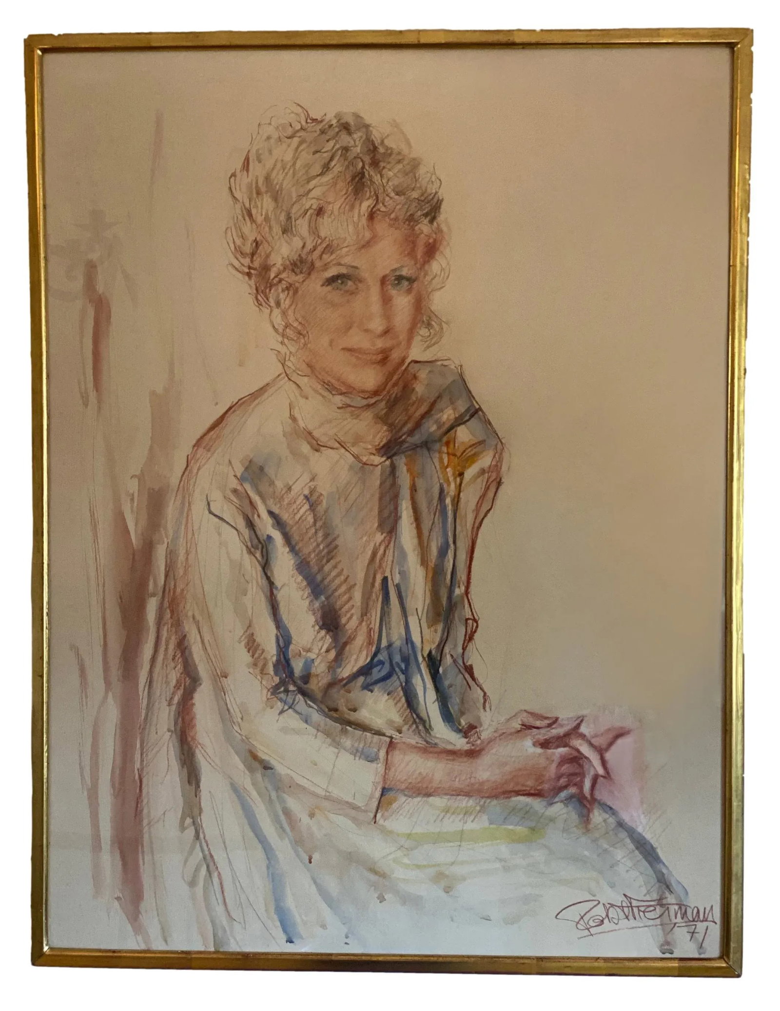 Robert Freiman - 1970s "Ilene" Portrait Watercolor Painting - Framed - 5