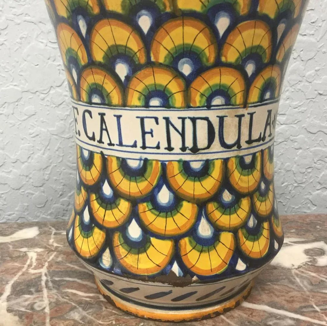 17th Century Italian Yellow Maiolica Pottery Albarello Drug Jar - 6