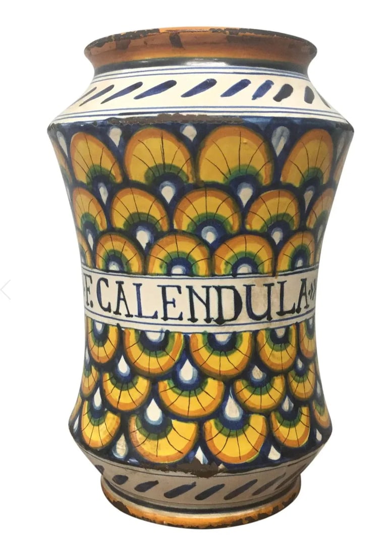 17th Century Italian Yellow Maiolica Pottery Albarello Drug Jar - 9
