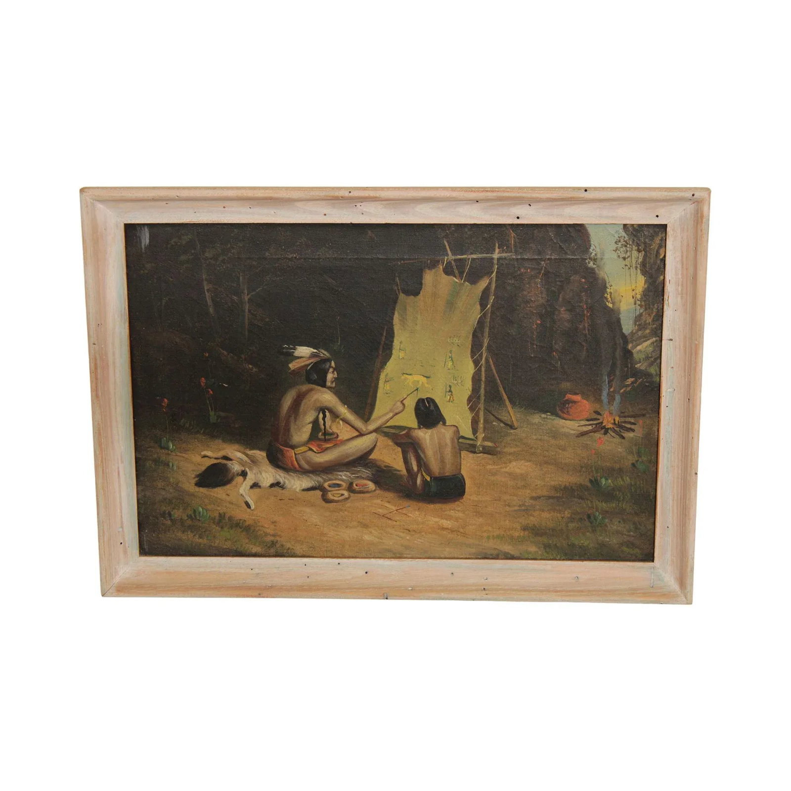 Early 20th C. Native American Oil Painting - 13