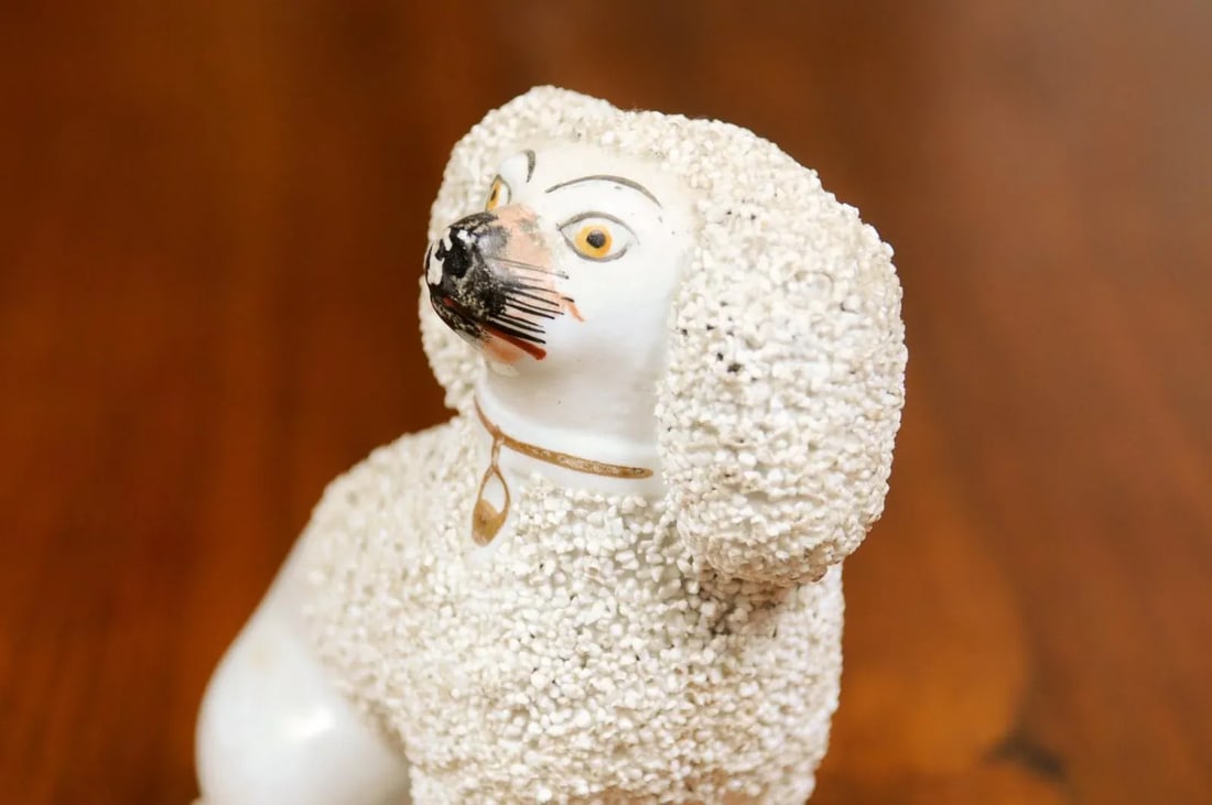 English 19th Century Victorian Split Leg Staffordshire Dog with White Coat - 11