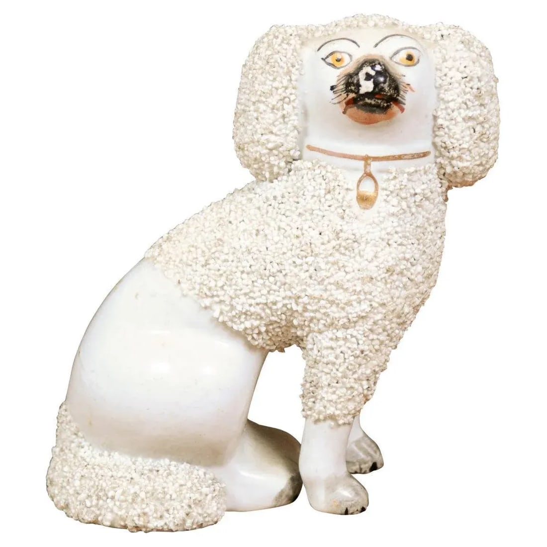 English 19th Century Victorian Split Leg Staffordshire Dog with White Coat - 13