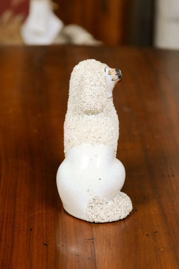 English 19th Century Victorian Split Leg Staffordshire Dog with White Coat - 2