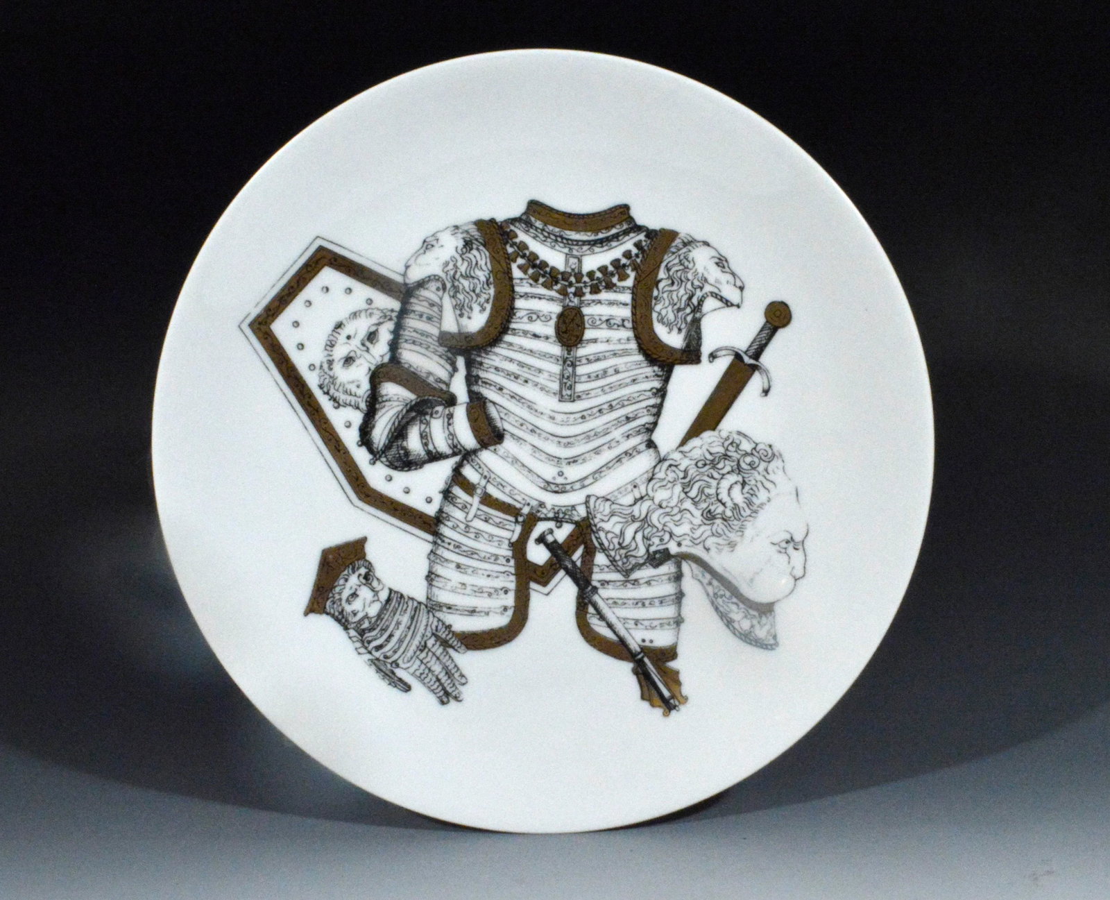 1960s Vintage Piero Fornasetti Plate With Coats of Armour, Armature Pattern,#4 in Series - 6