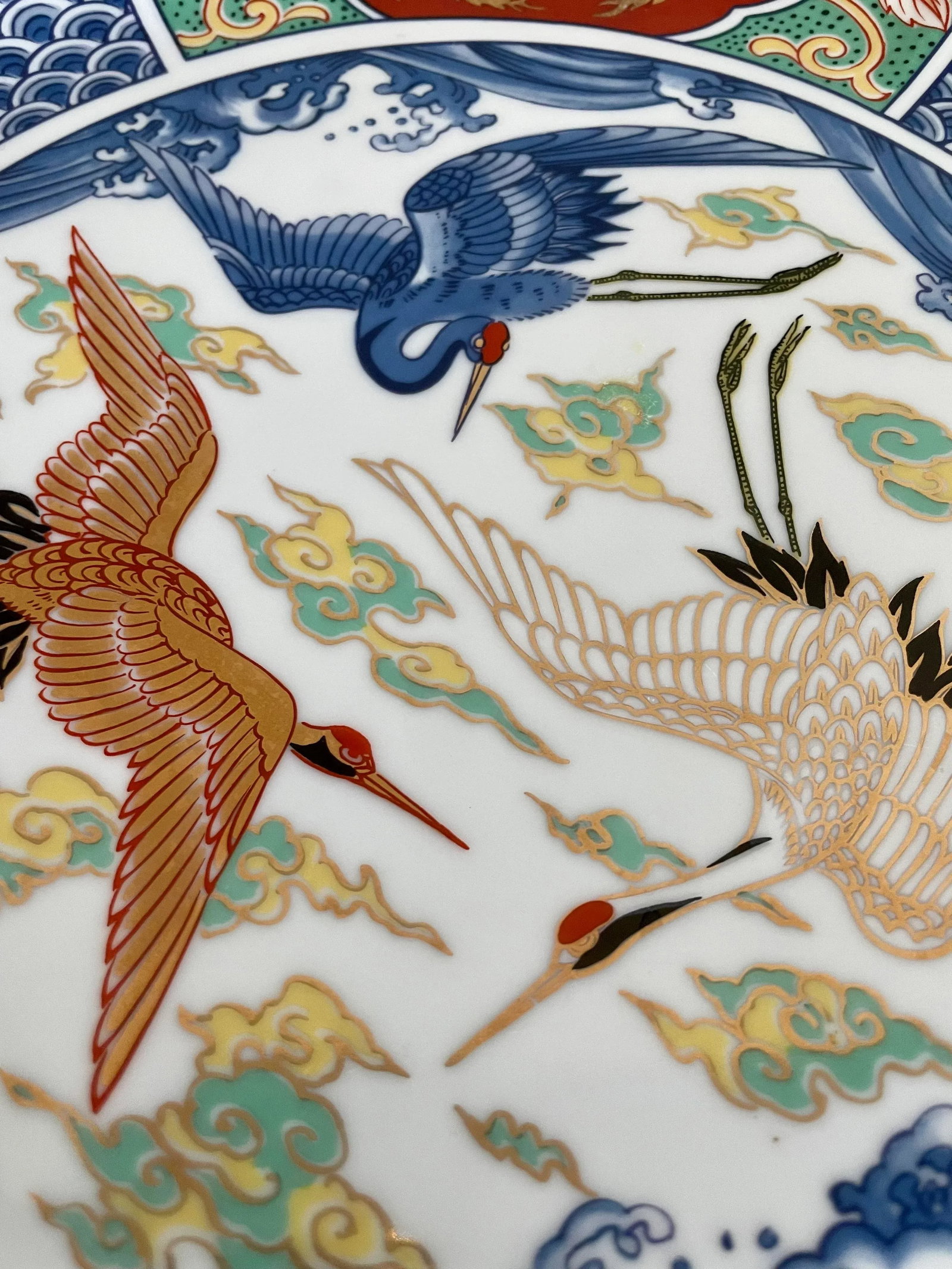Japanese Imari Asian Crane Dinnerware and Serving Set - 19 Pieces - 10