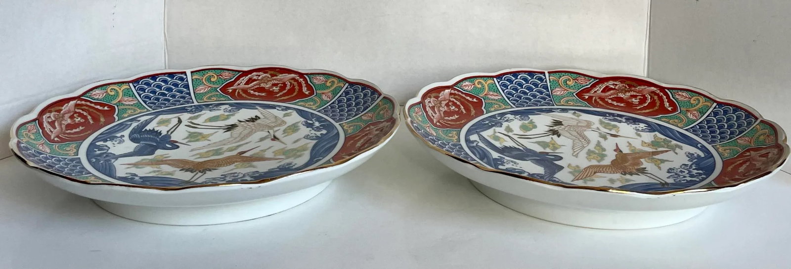 Japanese Imari Asian Crane Dinnerware and Serving Set - 19 Pieces - 8