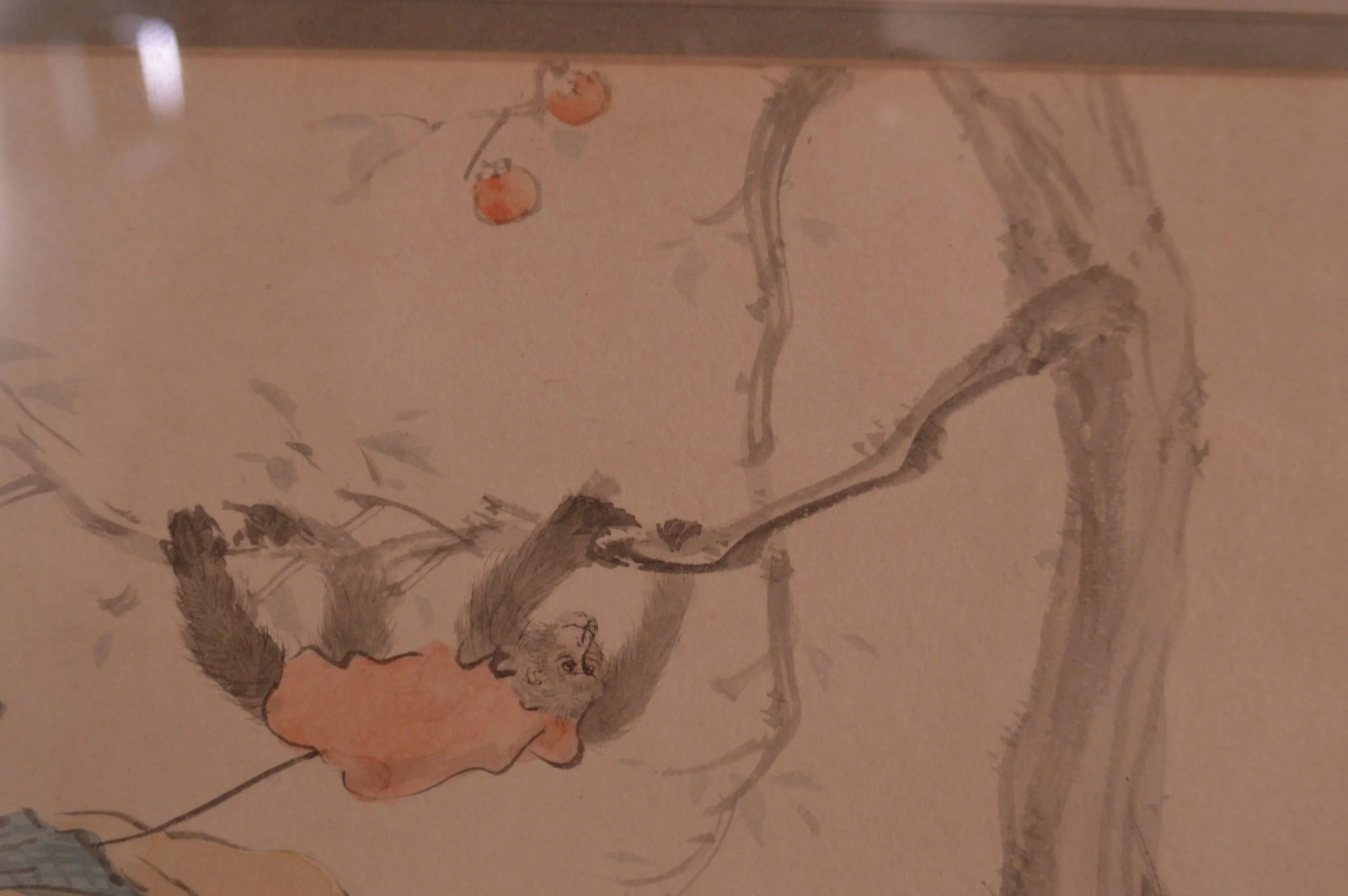 Vintage Chinese Man & Monkey Watercolor Drawing - 5
