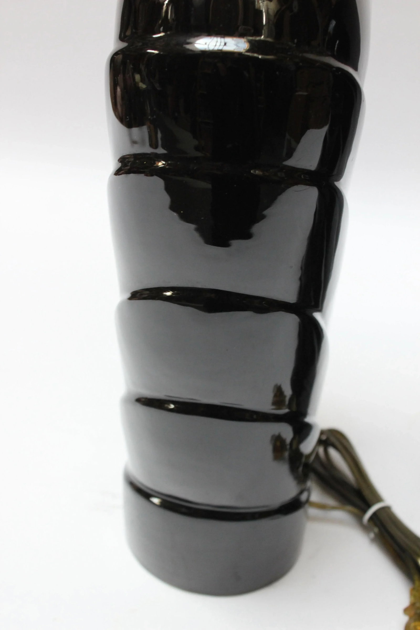 Pair of Postmodern Black Ceramic Table Lamps by O Design - 10