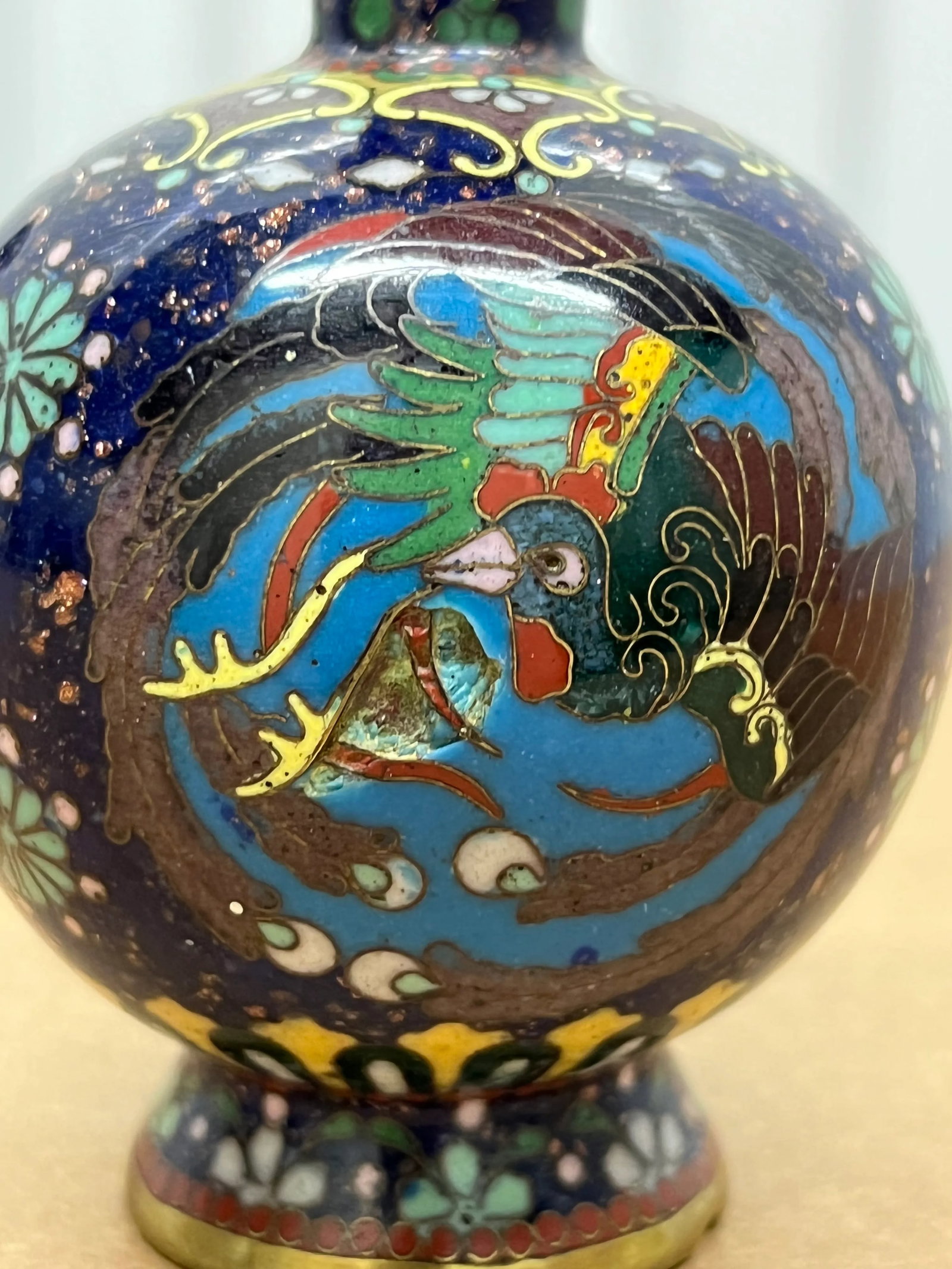 Late 19th Century Antique Miniature Japanese Cloisonne Peacock Form Cloisonné Vases - a Pair - 6