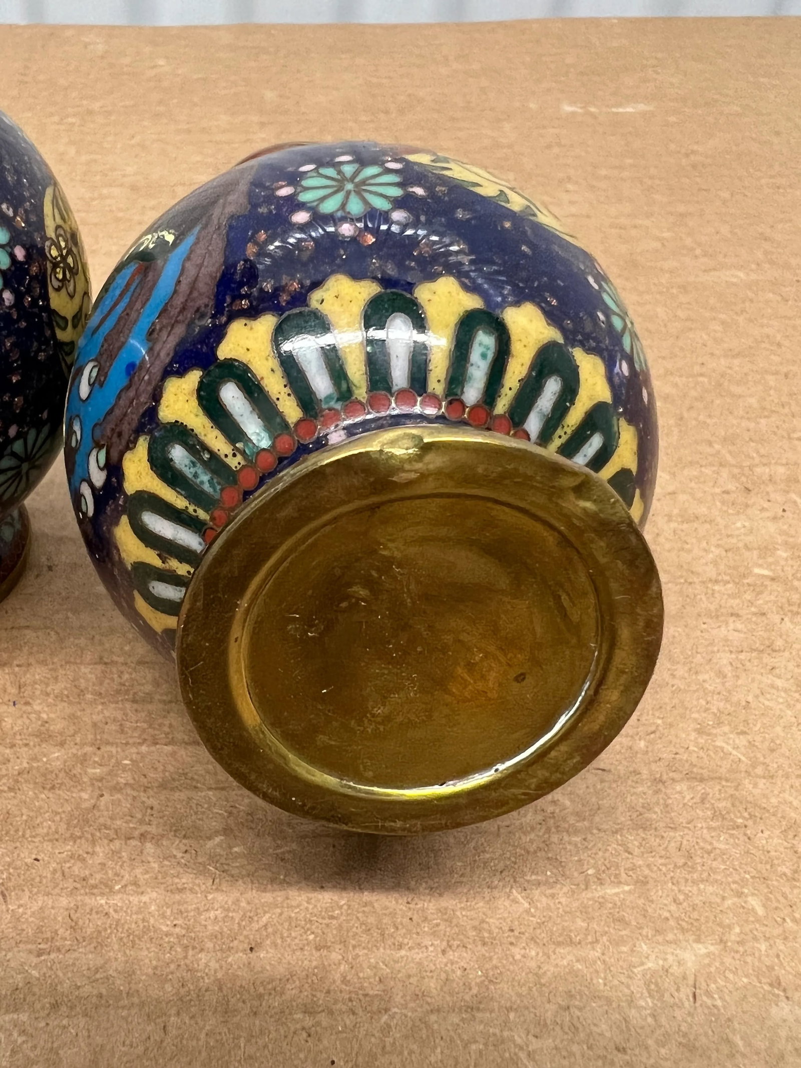 Late 19th Century Antique Miniature Japanese Cloisonne Peacock Form Cloisonné Vases - a Pair - 8