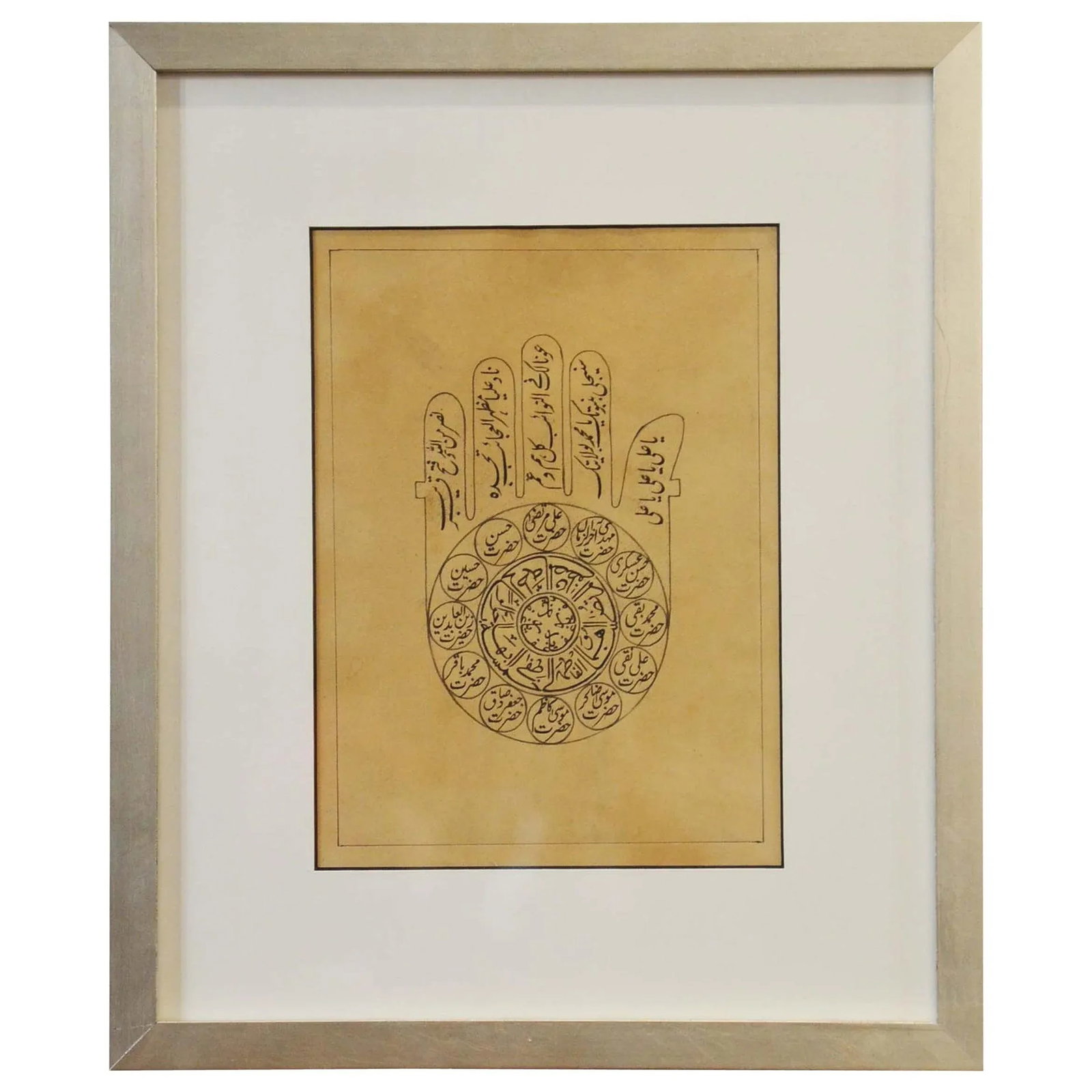 Astrological Hand-Painted on Parchment Print Depicting a Hand with Calligraphy - 8