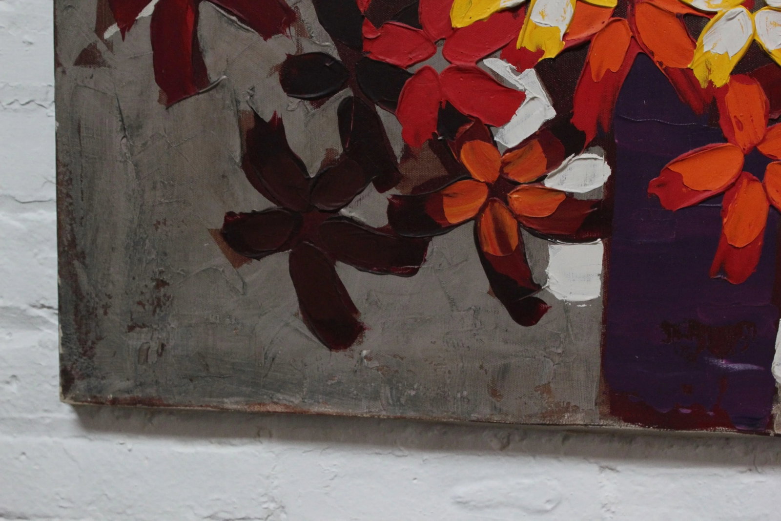 Abstract "Flower Arrangement" Acrylic on Canvas Signed Cordero - 11