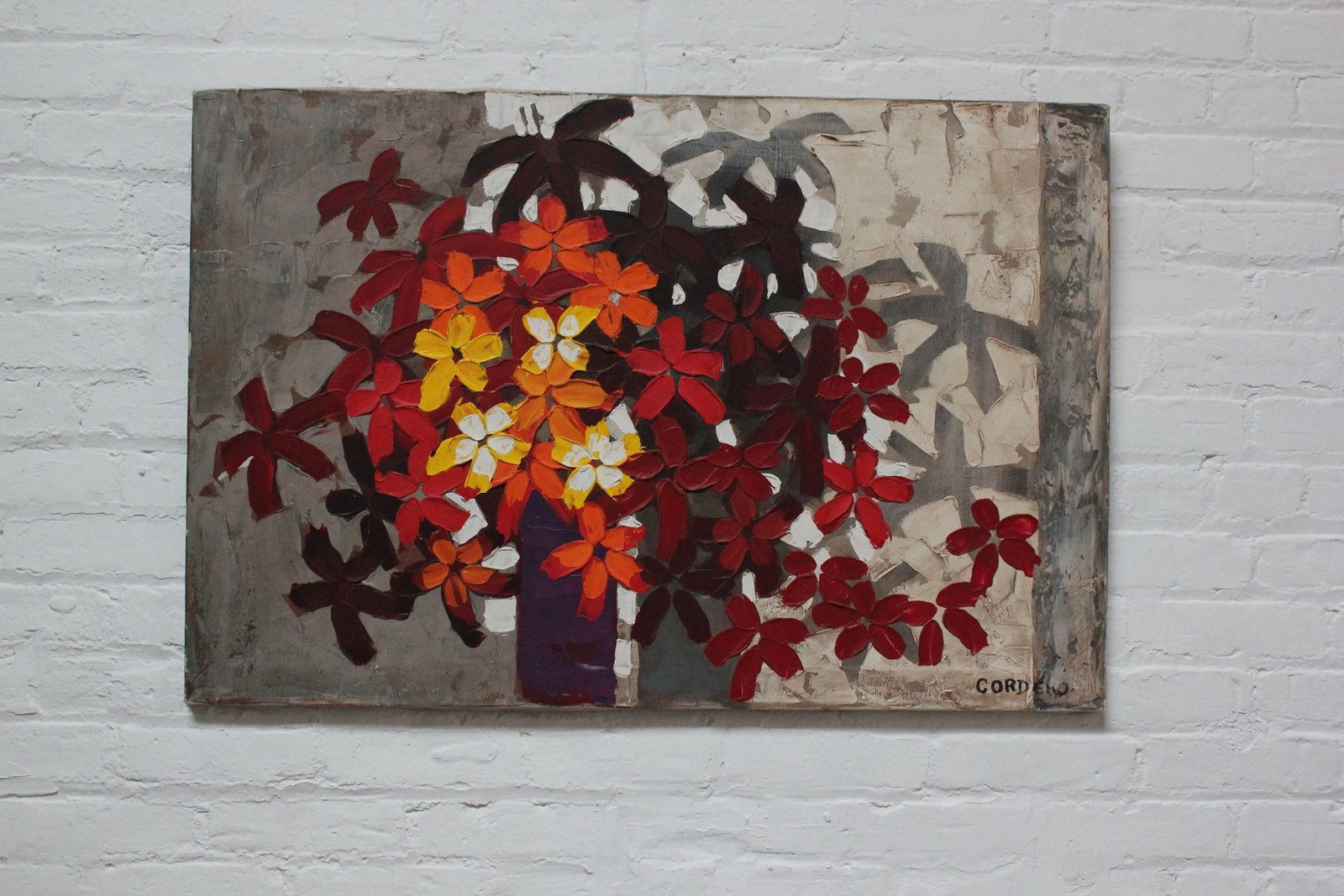 Abstract "Flower Arrangement" Acrylic on Canvas Signed Cordero - 13
