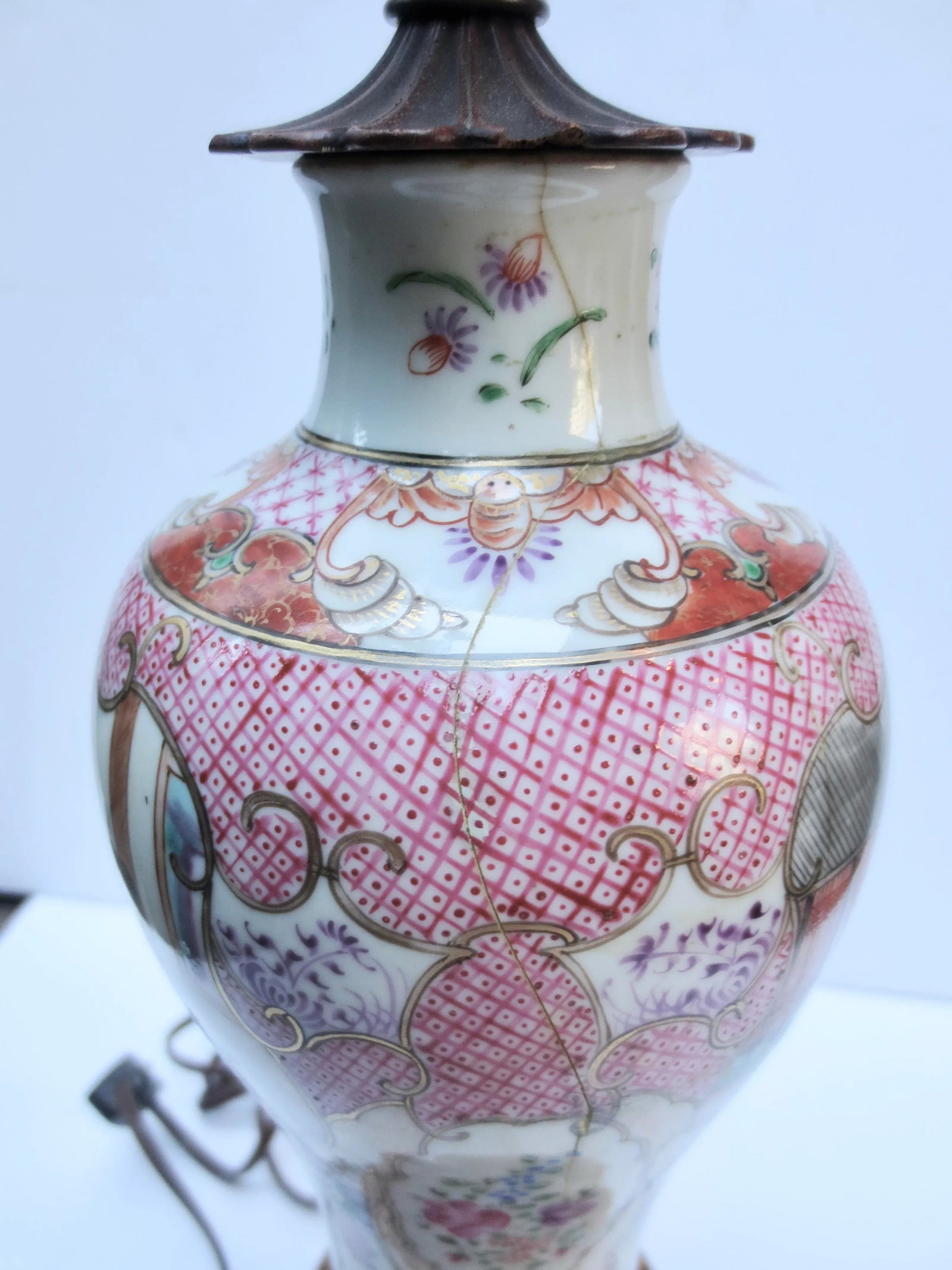 1920-30s Chinese Porcelain Vase Mounted Lamp - 2