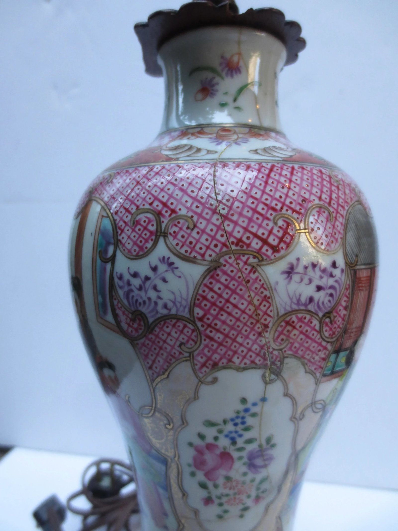 1920-30s Chinese Porcelain Vase Mounted Lamp - 3